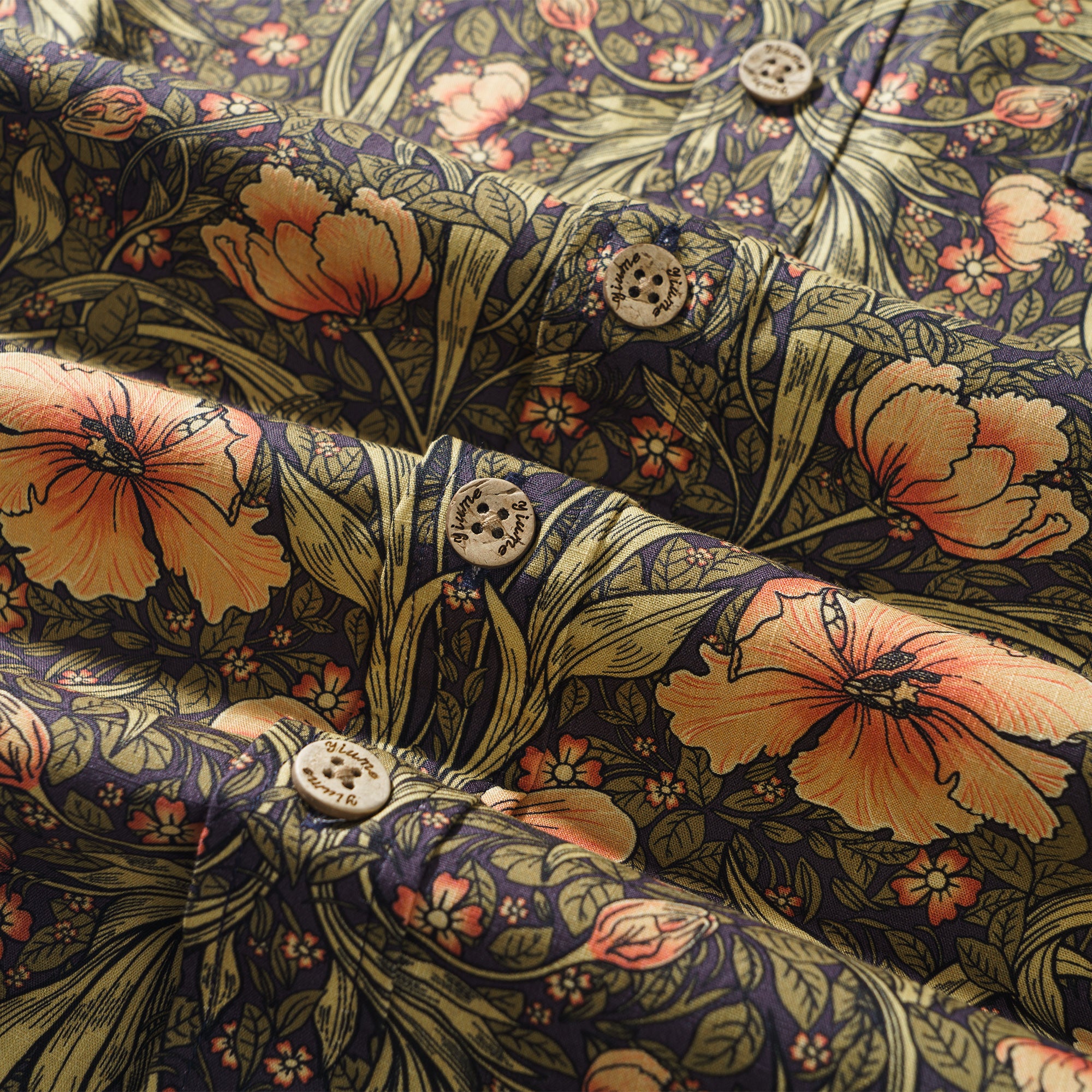 Blühende Blüten 100% Baumwolle Herren Kurzarm Hemd mit Knopfleiste Grün Aloha Hawaiian