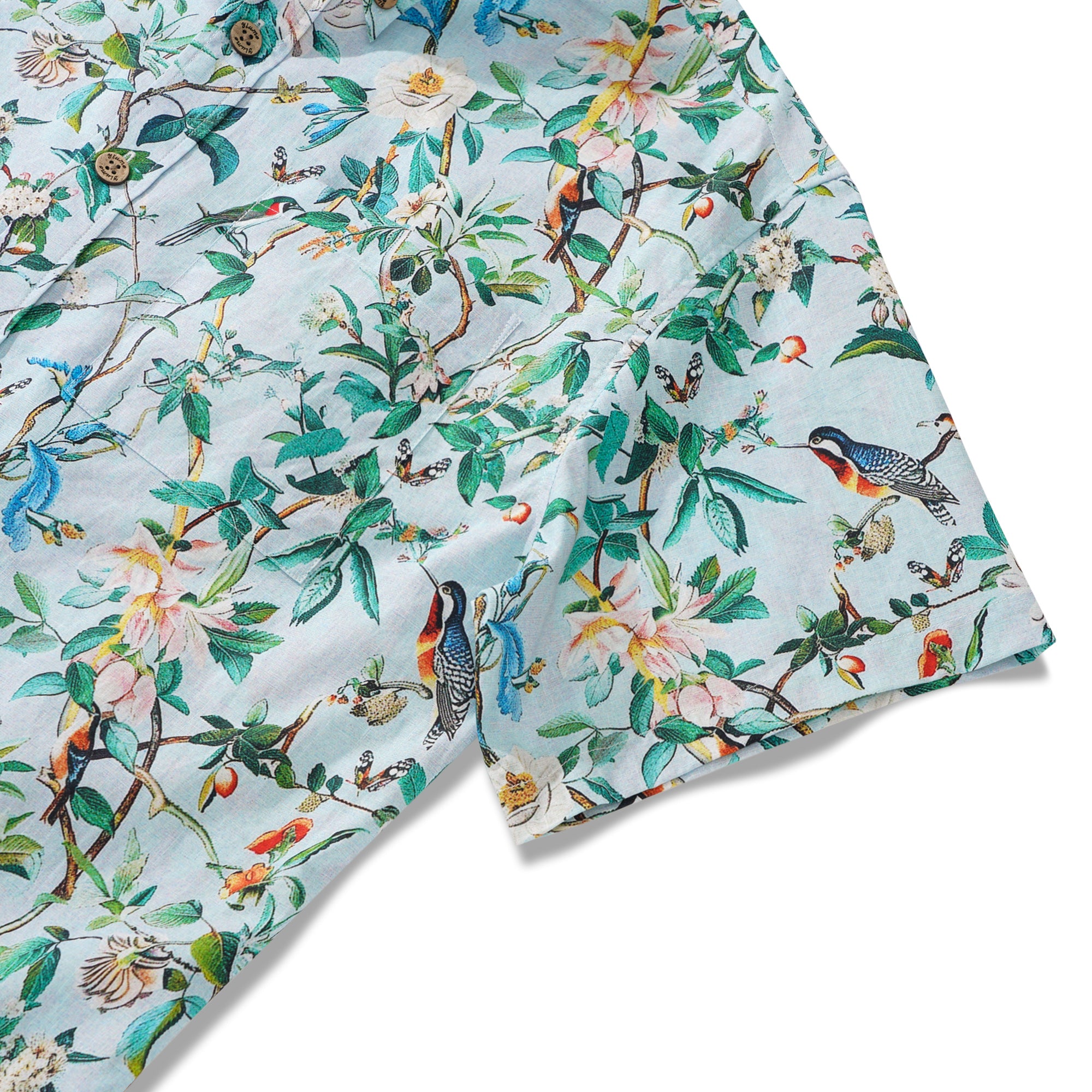 Chemise hawaïenne masculine à manches courtes à manches courtes 100% coton vert hawaiian Nature's chuchoter