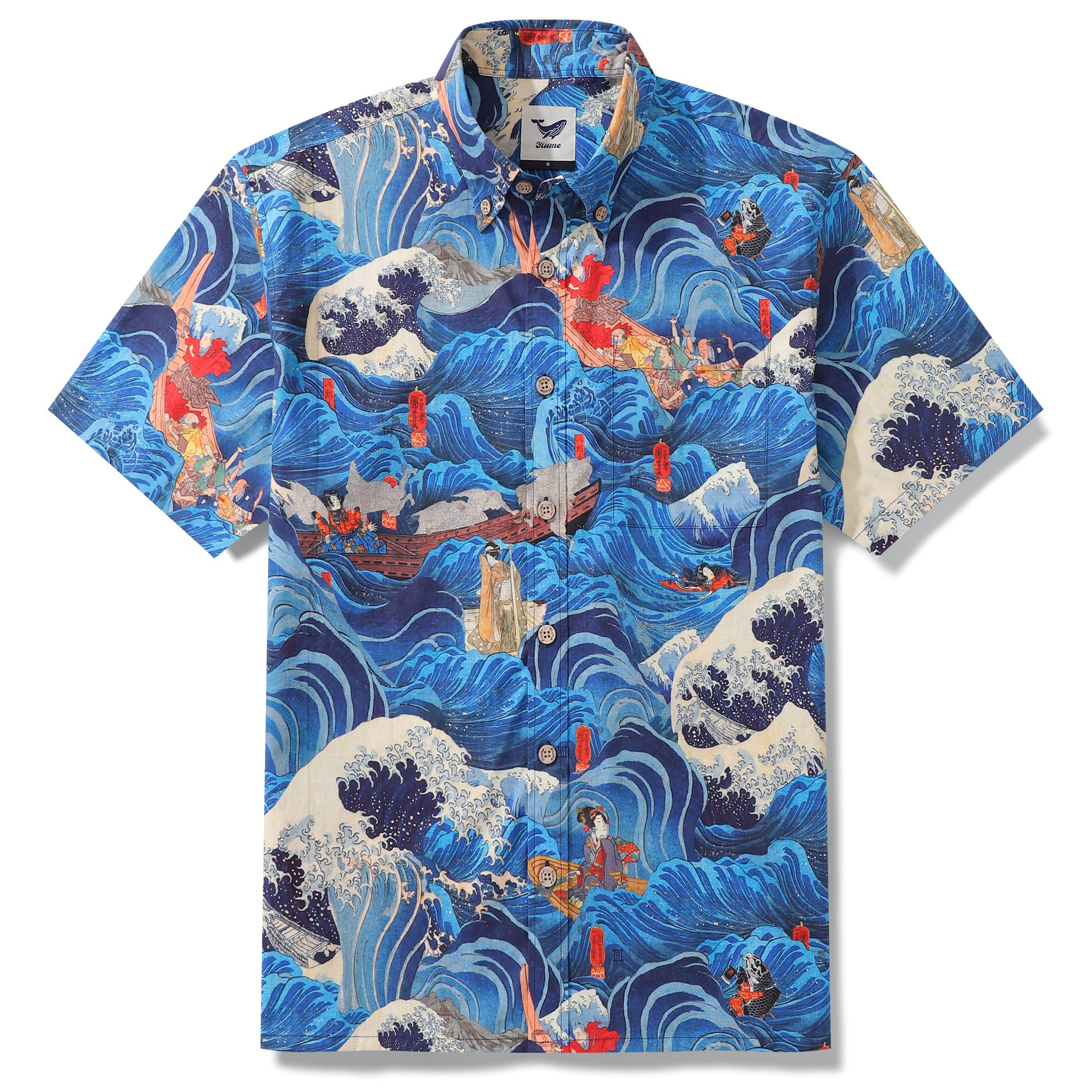Hawaiian Hemd für Männer Sea Gottheit Button-Down-Hemd Kurzarm 100% Baumwollhemd