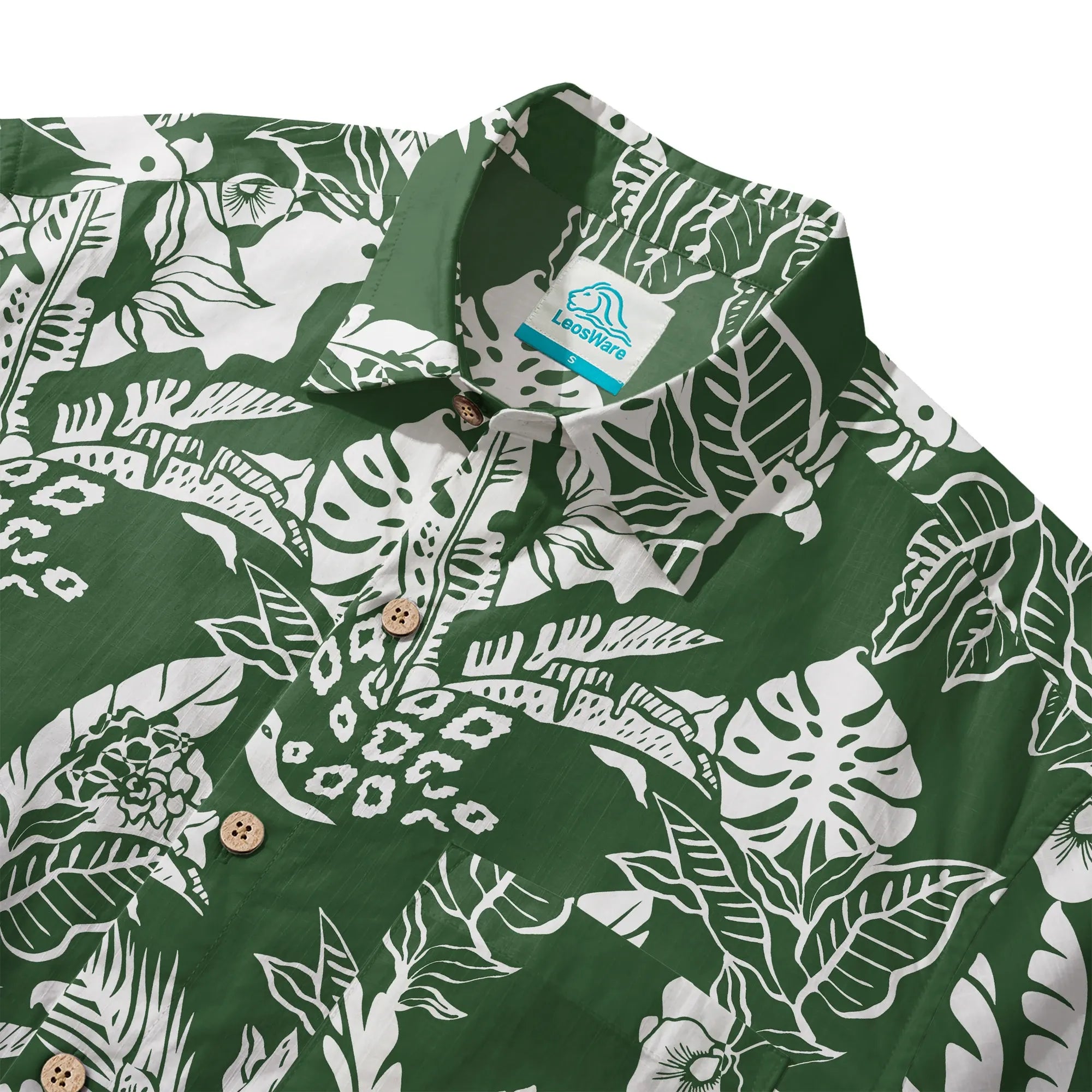 Close-up of Parrot and Orchid Print on Men's Shirt