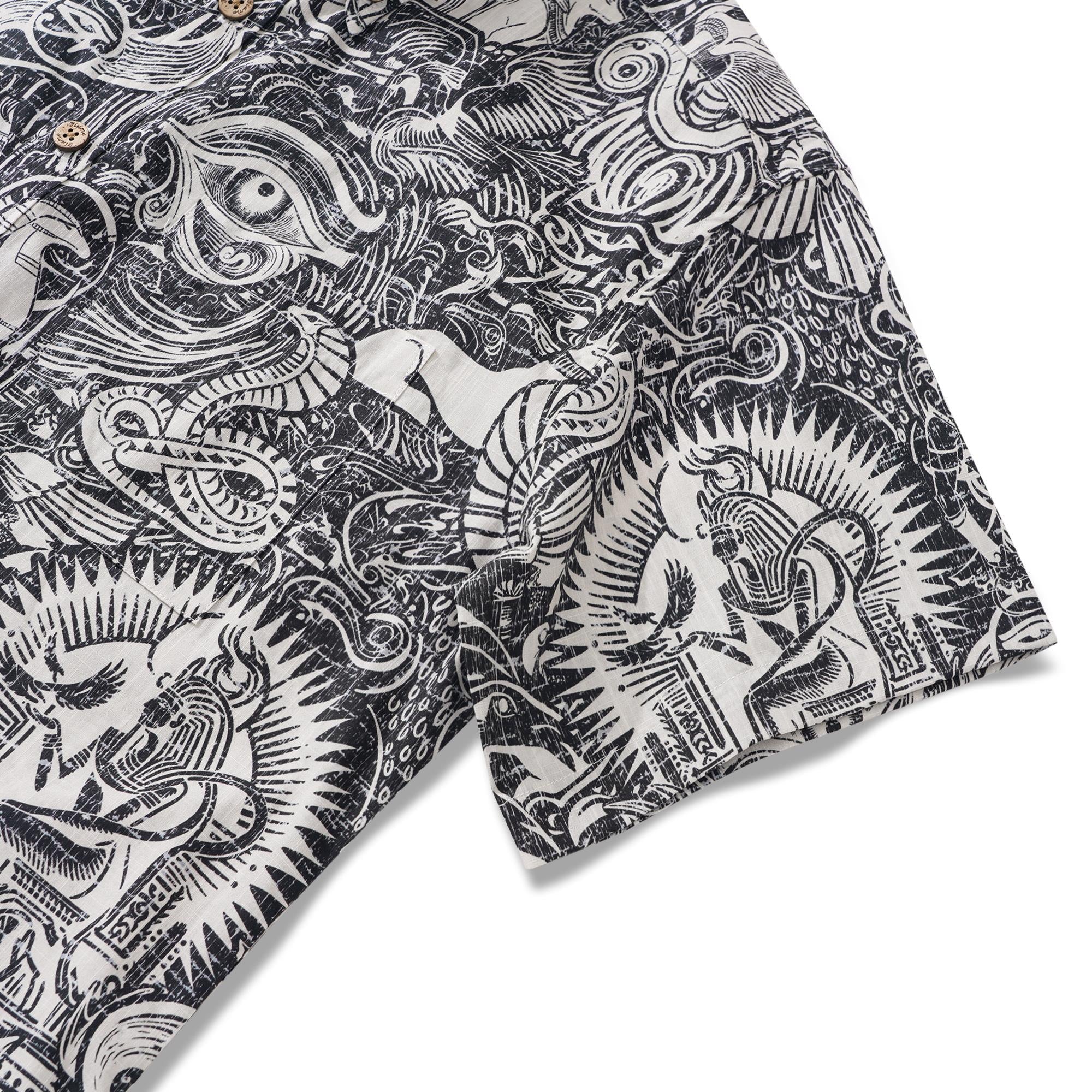 Men's Hawaiian Shirt Short Sleeve Button-down 100% Cotton Aloha Ancient Egyptian Mythology