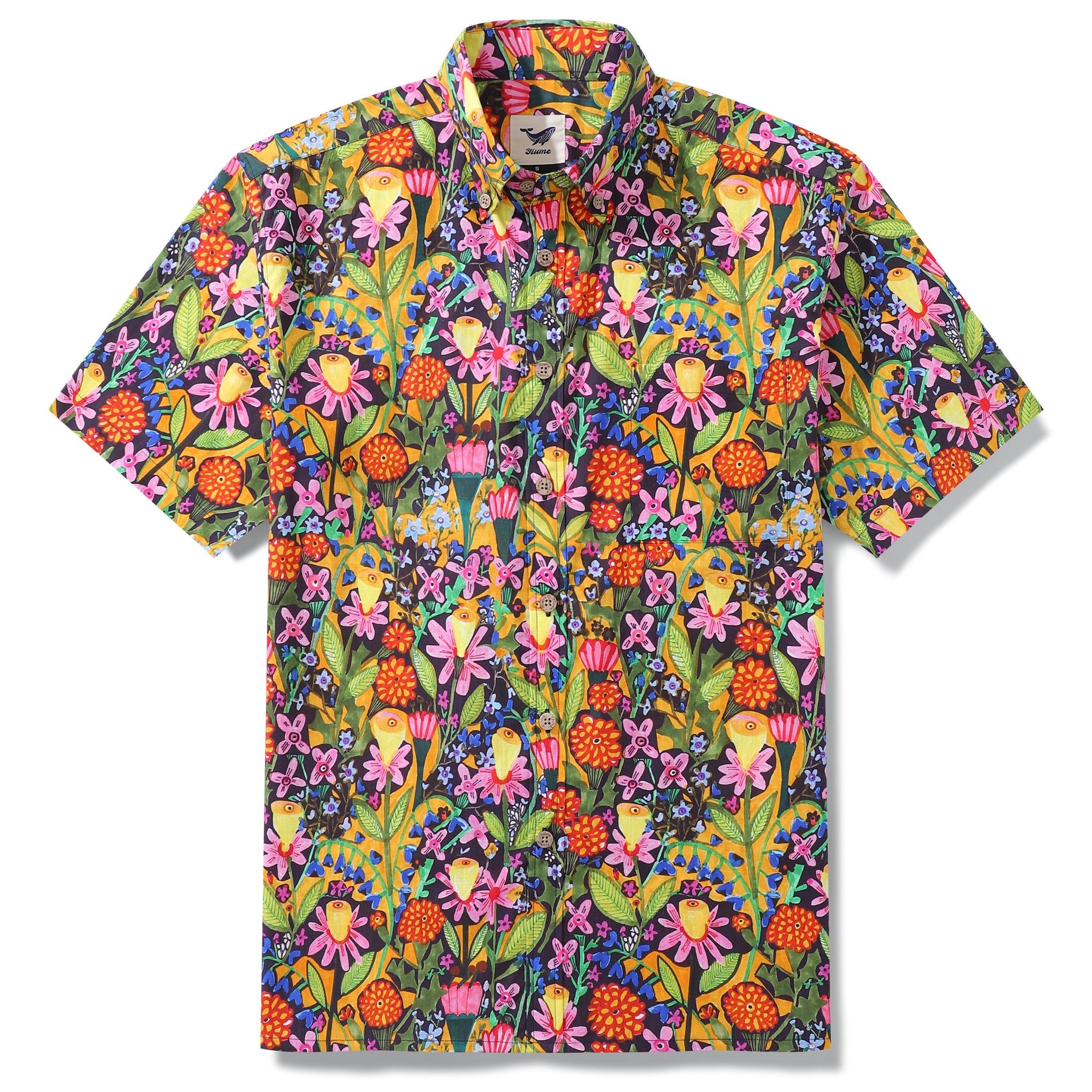 Hawaiian Shirt für Männer Mango Flower Fusion von Sharon Nullmeyer Button-down Hemd Kurzarm 100% Baumwolle Aloha Hemd