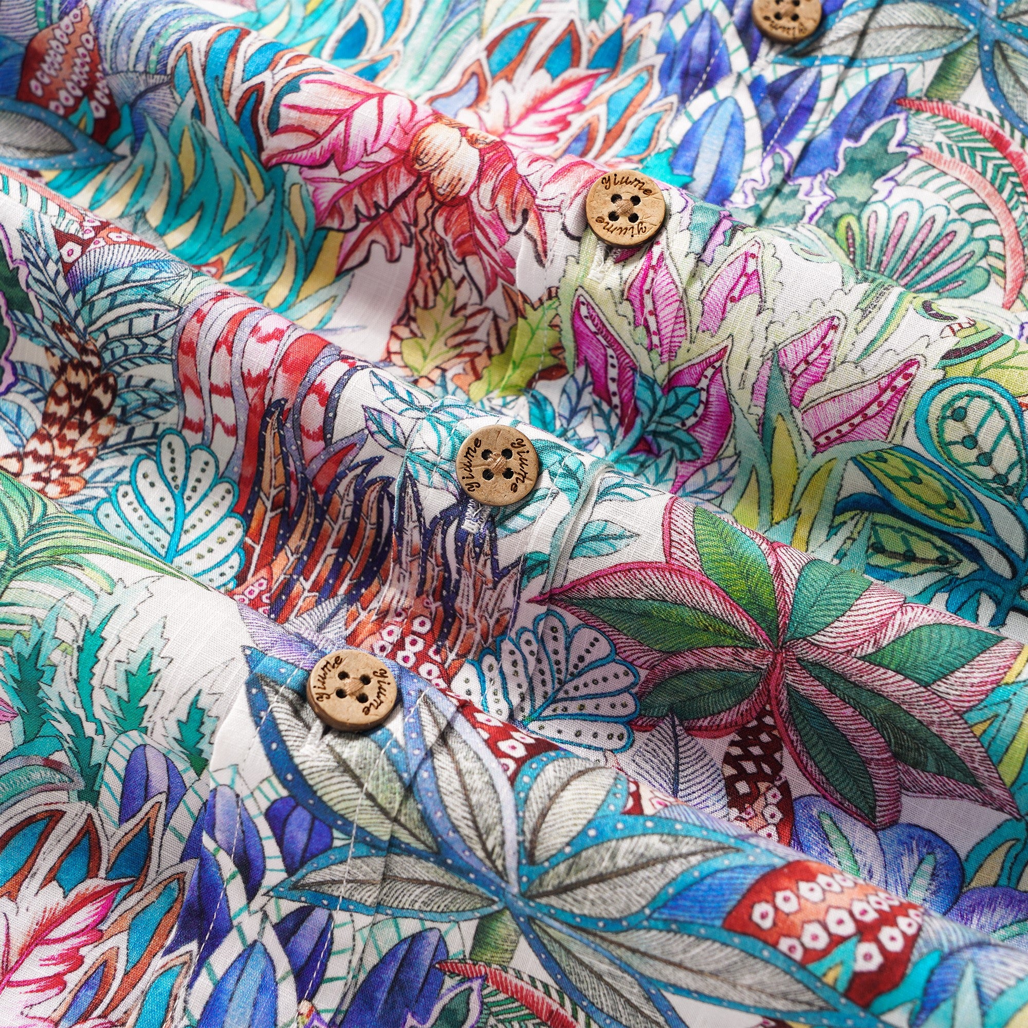 Men's Hawaiian Shirt Short Sleeve Button-down 100% Cotton Blue Aloha Floral Island Adventure