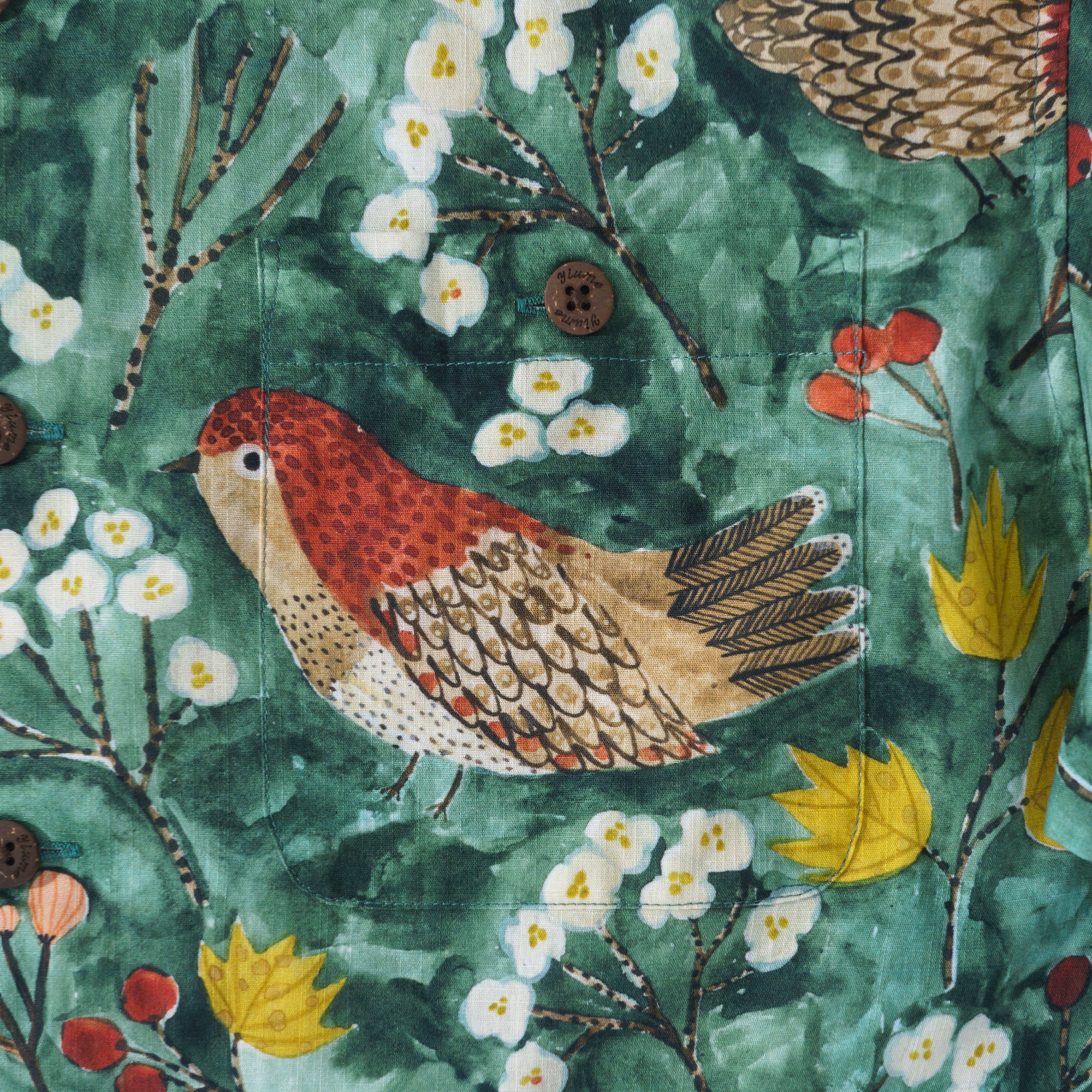 Herbstvögel von Katie Wilson 100% Baumwolle Herren Kurzarm Camp-Kragen Hemd Aloha Hawaiian