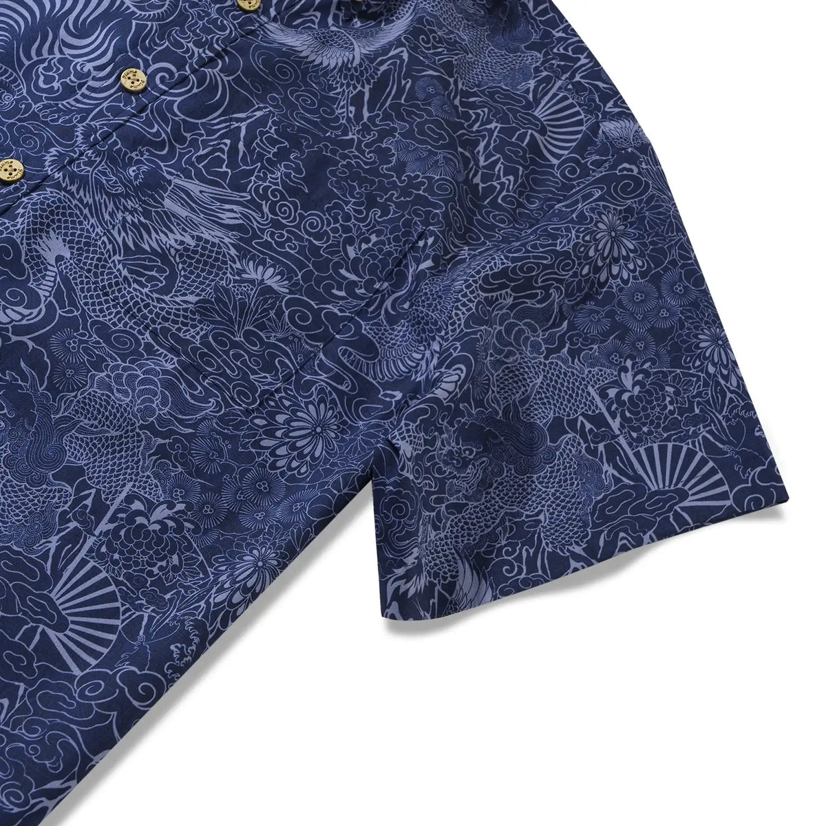 Blue Hawaiian Shirt for Men by Yiume, crane and tiger print