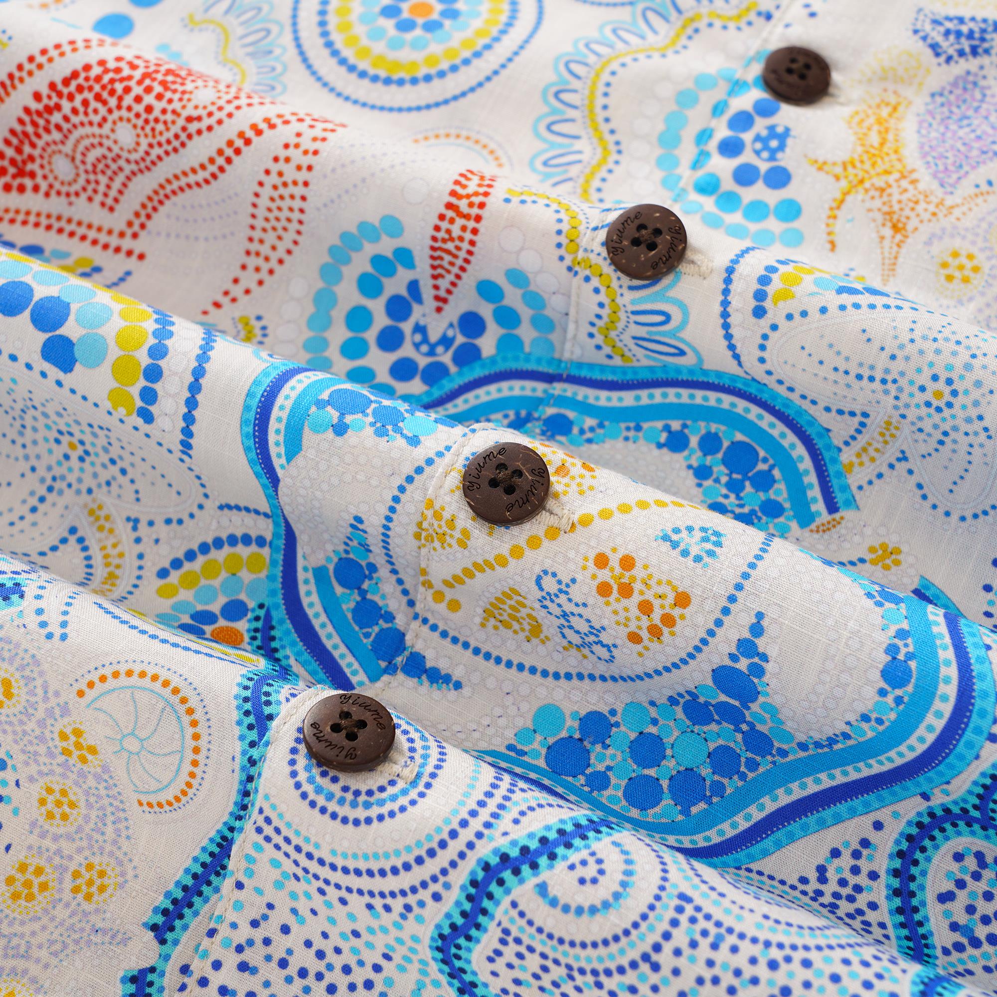 Herren -Hawaii -Hemd Kurzarm Camp Halsharmino 100% Baumwolle blau Aloha Sunny Summer Seas