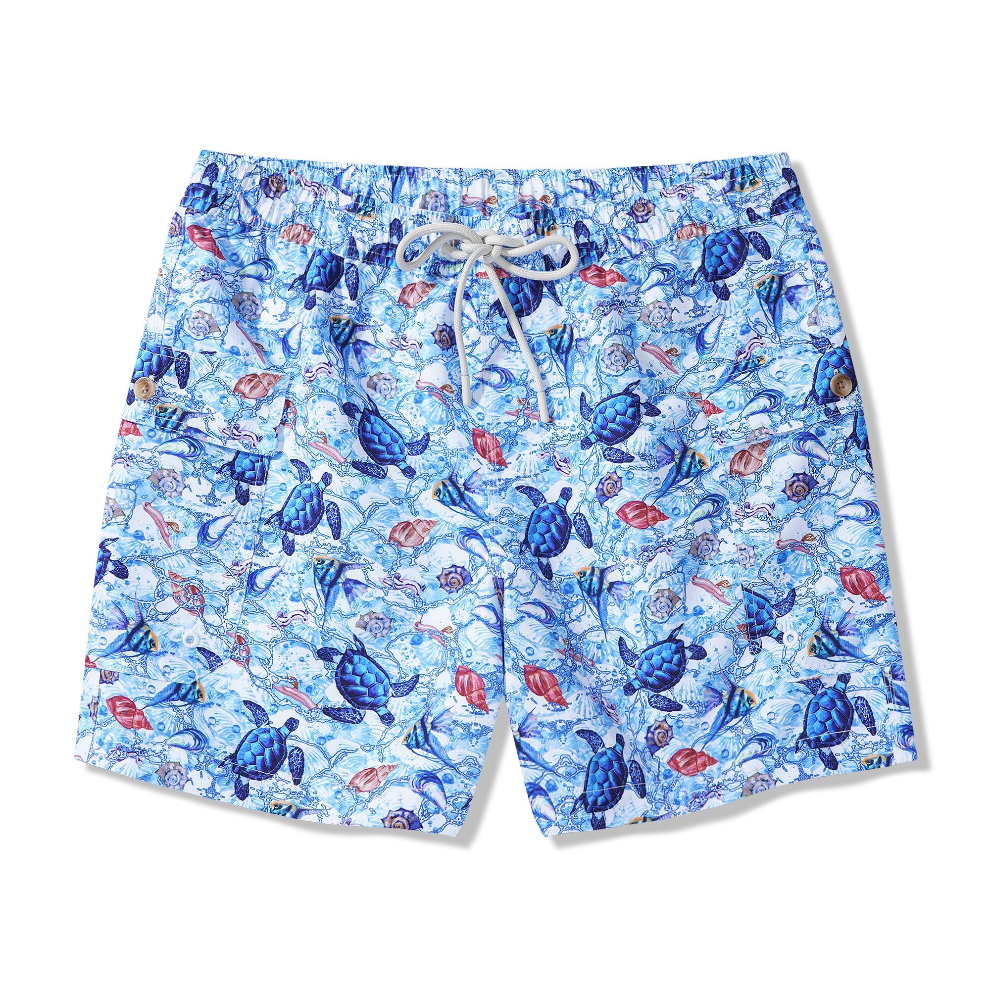6-Inch Shorts For Men 100% Polyester Wandering Sea Turtle Casual Printed Shorts Beach Shorts 6-inch Casual Printed Shorts - Wandering Sea Turtle