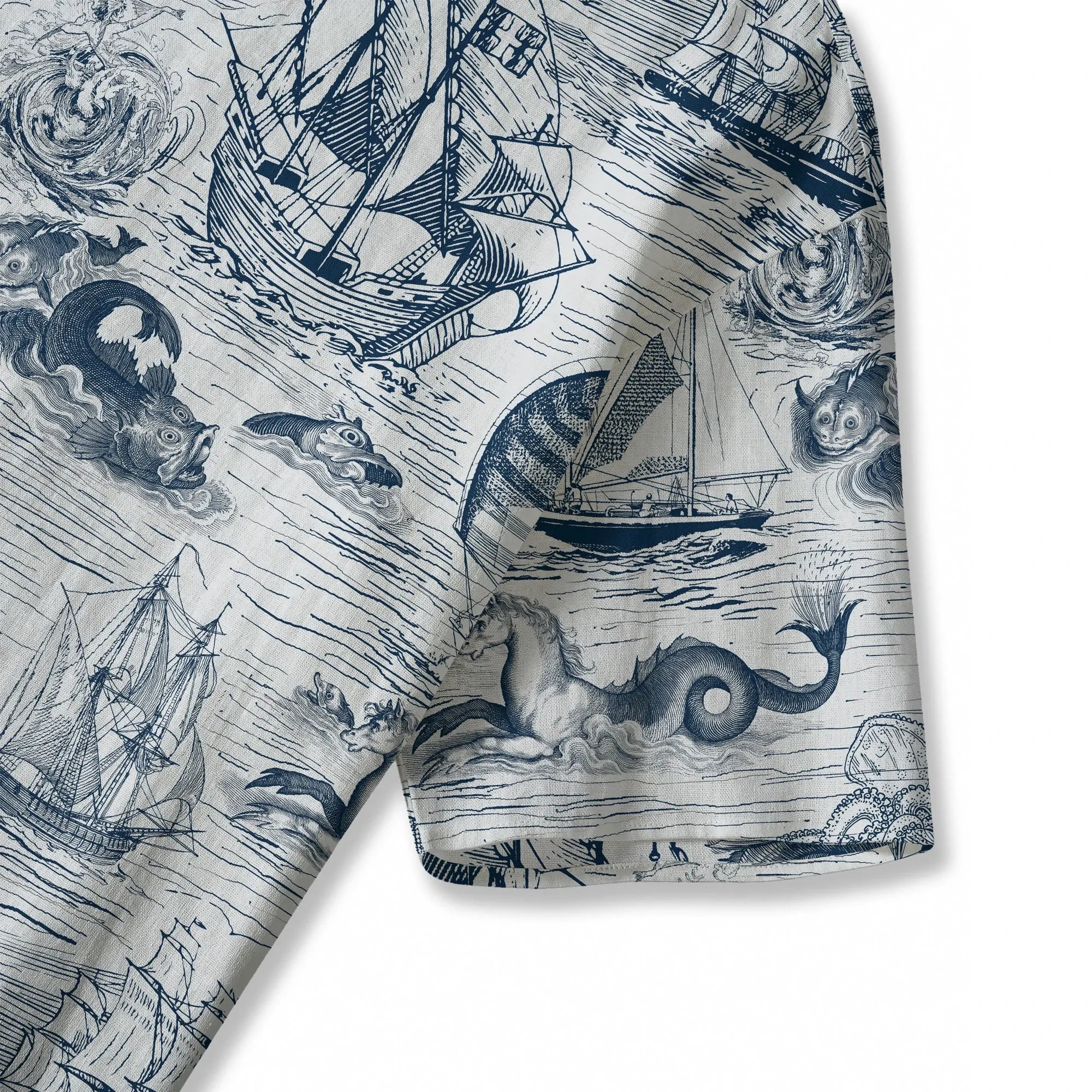 Crew neck women's art shirt in blue with elbow sleeves