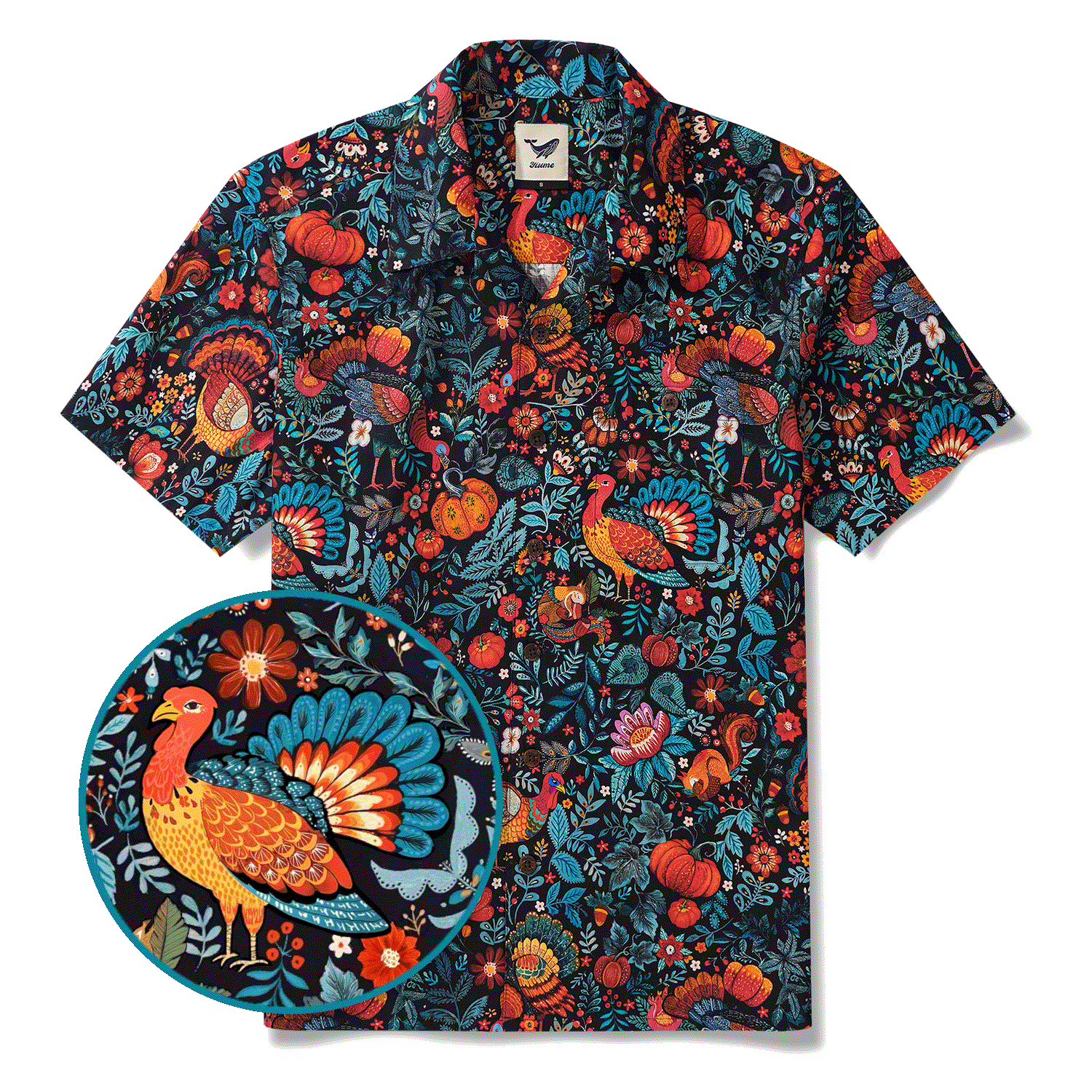 Men's Hawaiian Shirt Short Sleeve Camp Collar 100% Cotton Green Aloha Grateful Aloha