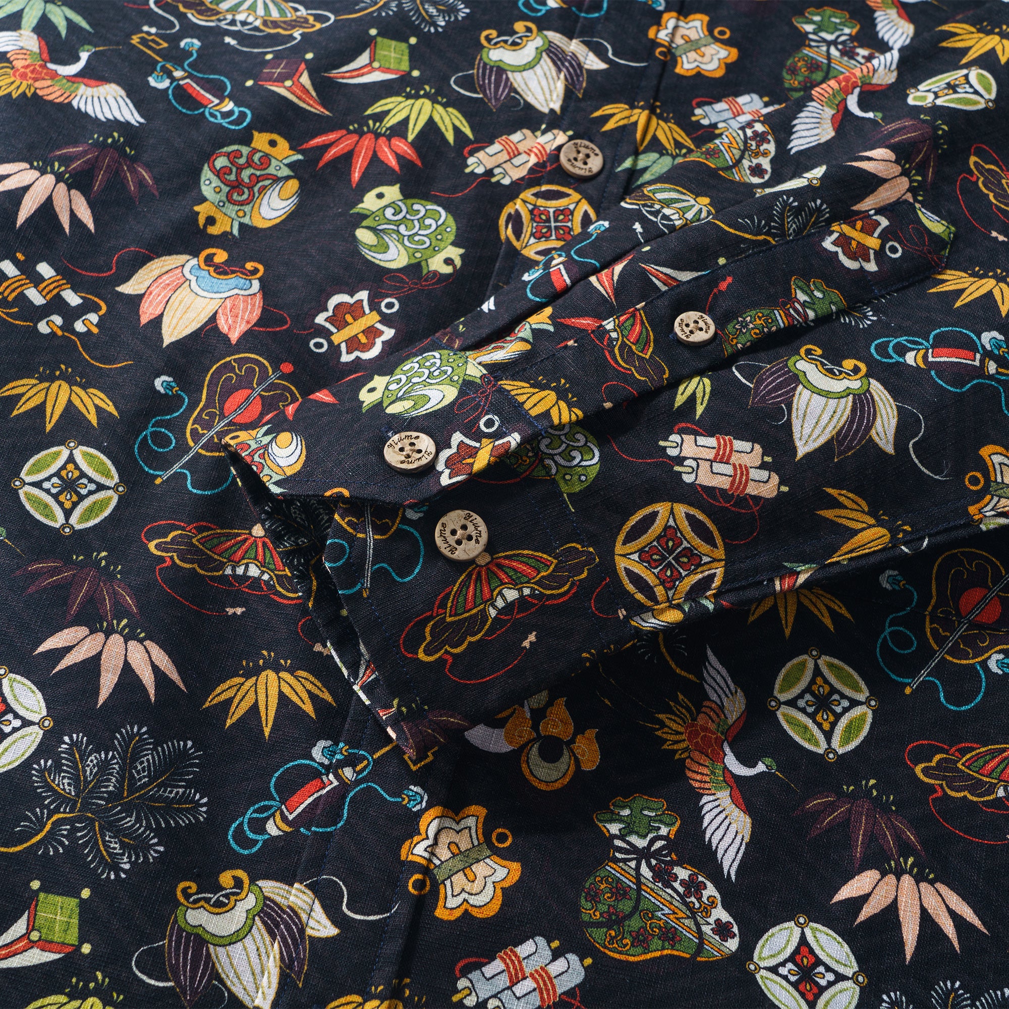 Nippon's Treasure Patterns 100% Cotton Men's Long Sleeve Button-down Shirt Aloha Hawaiian