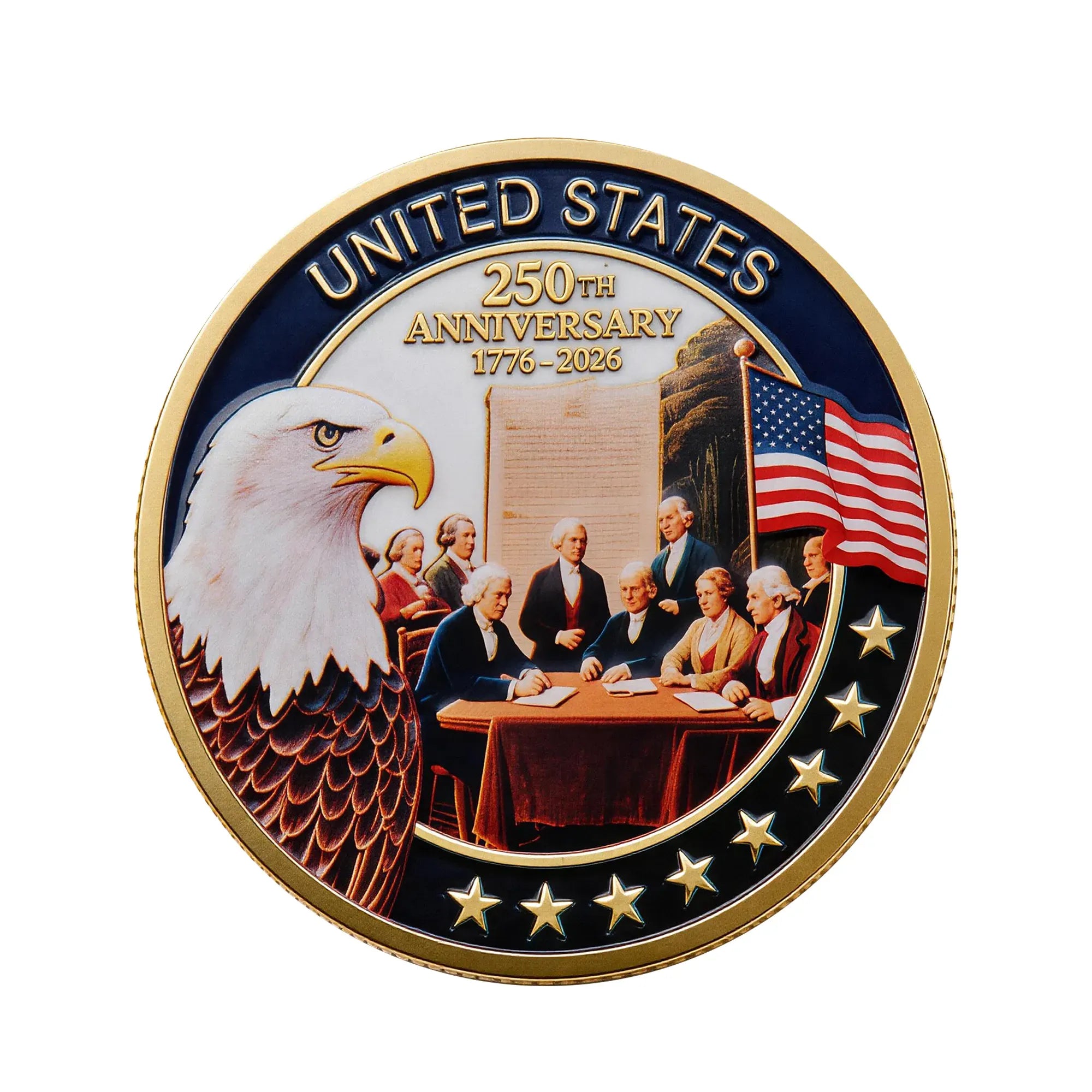 Dual-sided design of America 250th Anniversary Coin