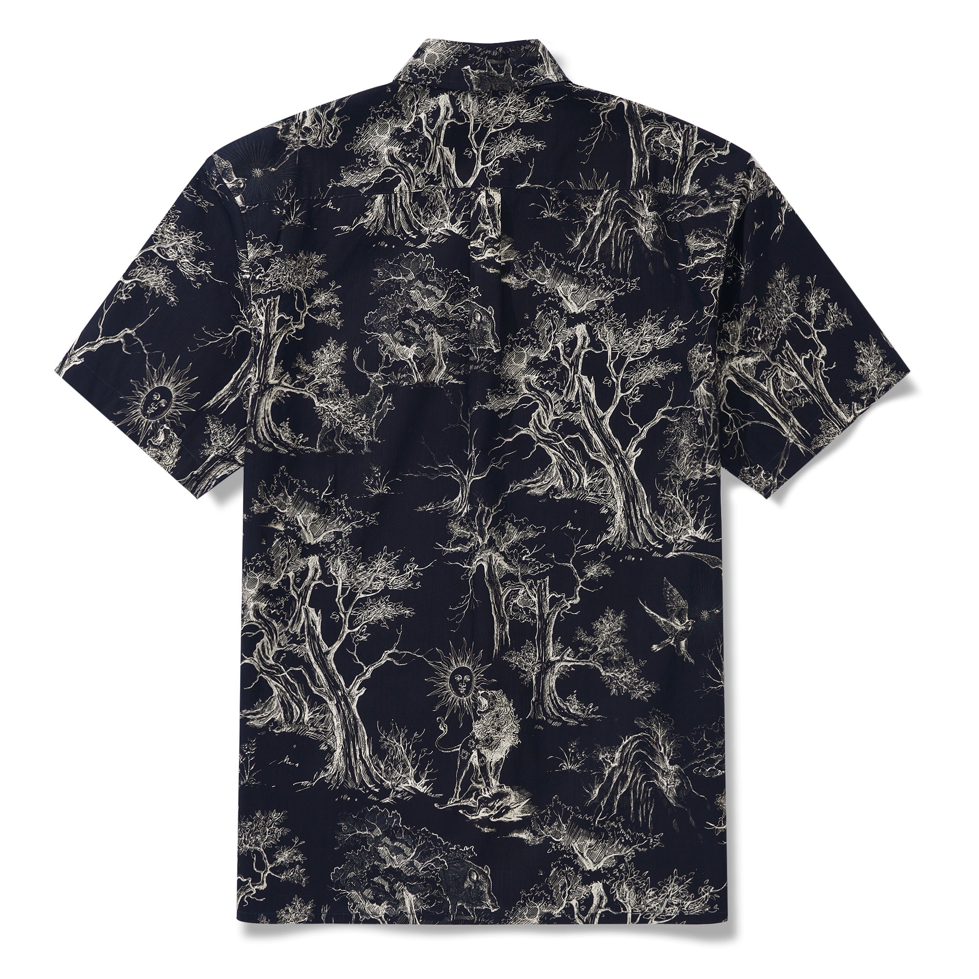 Chemise hawaïenne pour homme à manches courtes, boutonnée, 100 % coton, noire, Aloha Majestic Jungle