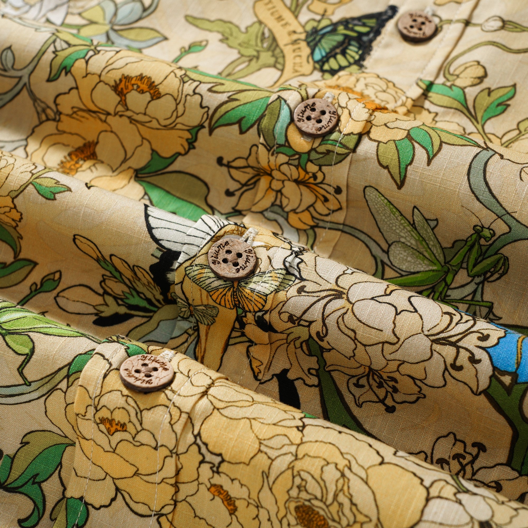 Chemise hawaïenne jaune pour hommes chemises de style beaucoup de style 100% coton