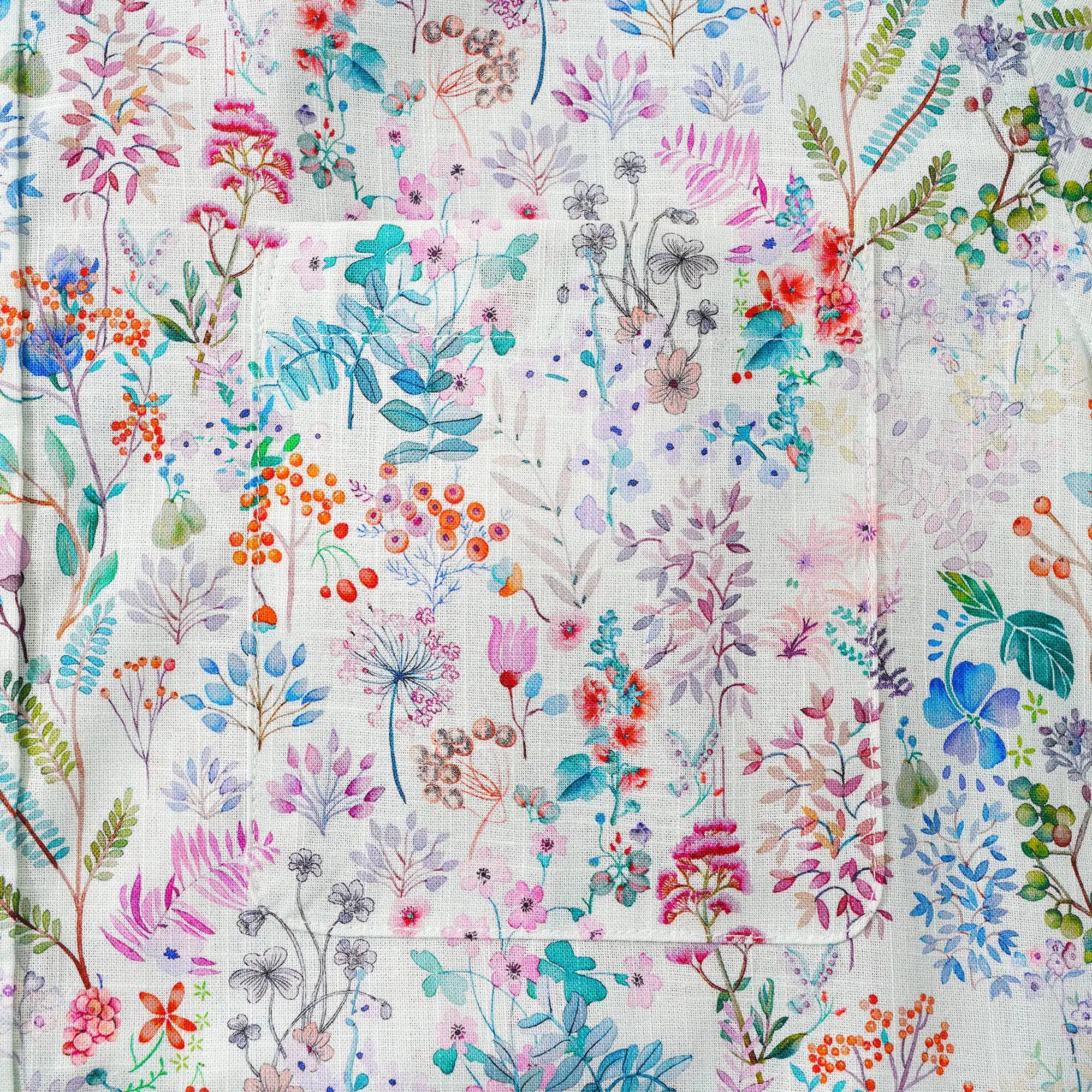 Men's Hawaiian Shirt Long Sleeve Button-down 100% Cotton Aloha Botanical Haven