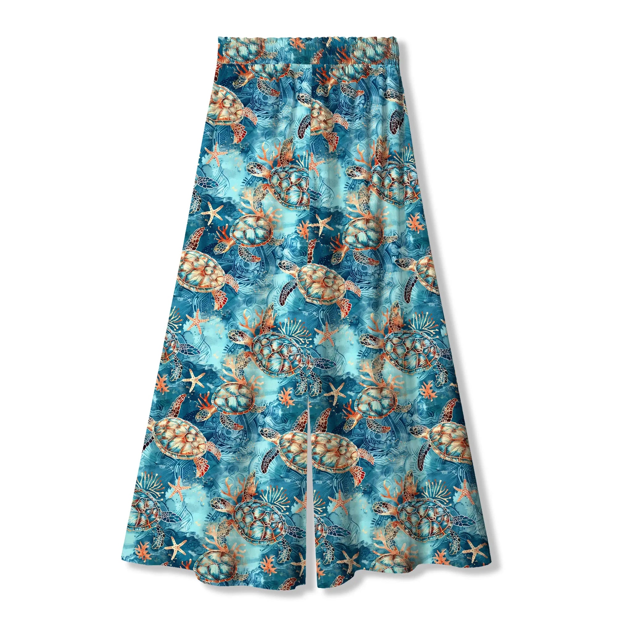 Luxury print palazzo pants, women's resort wear