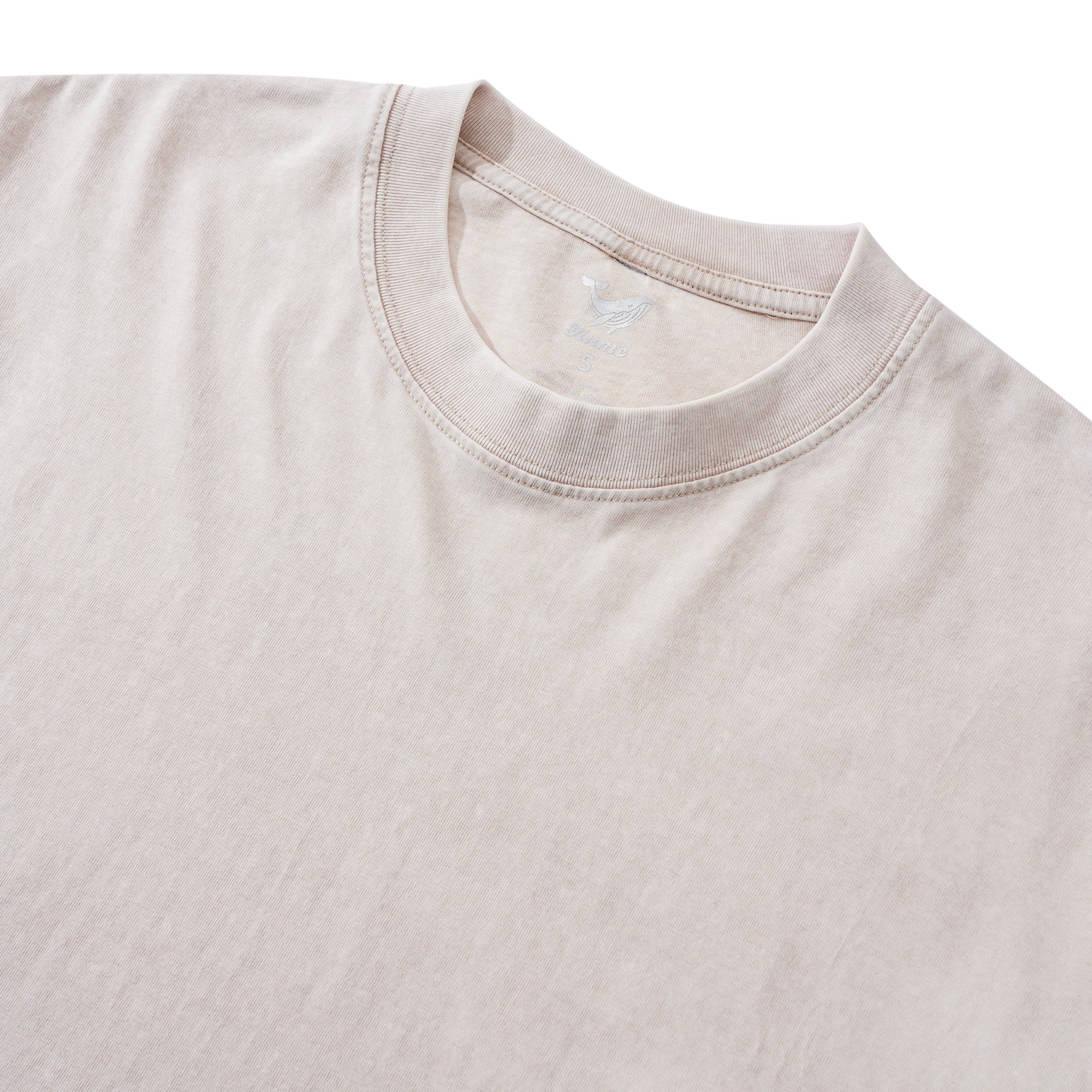 T-shirt Short Sleeve Solid Basic 100% Cotton Beige Aloha Rooster Waves