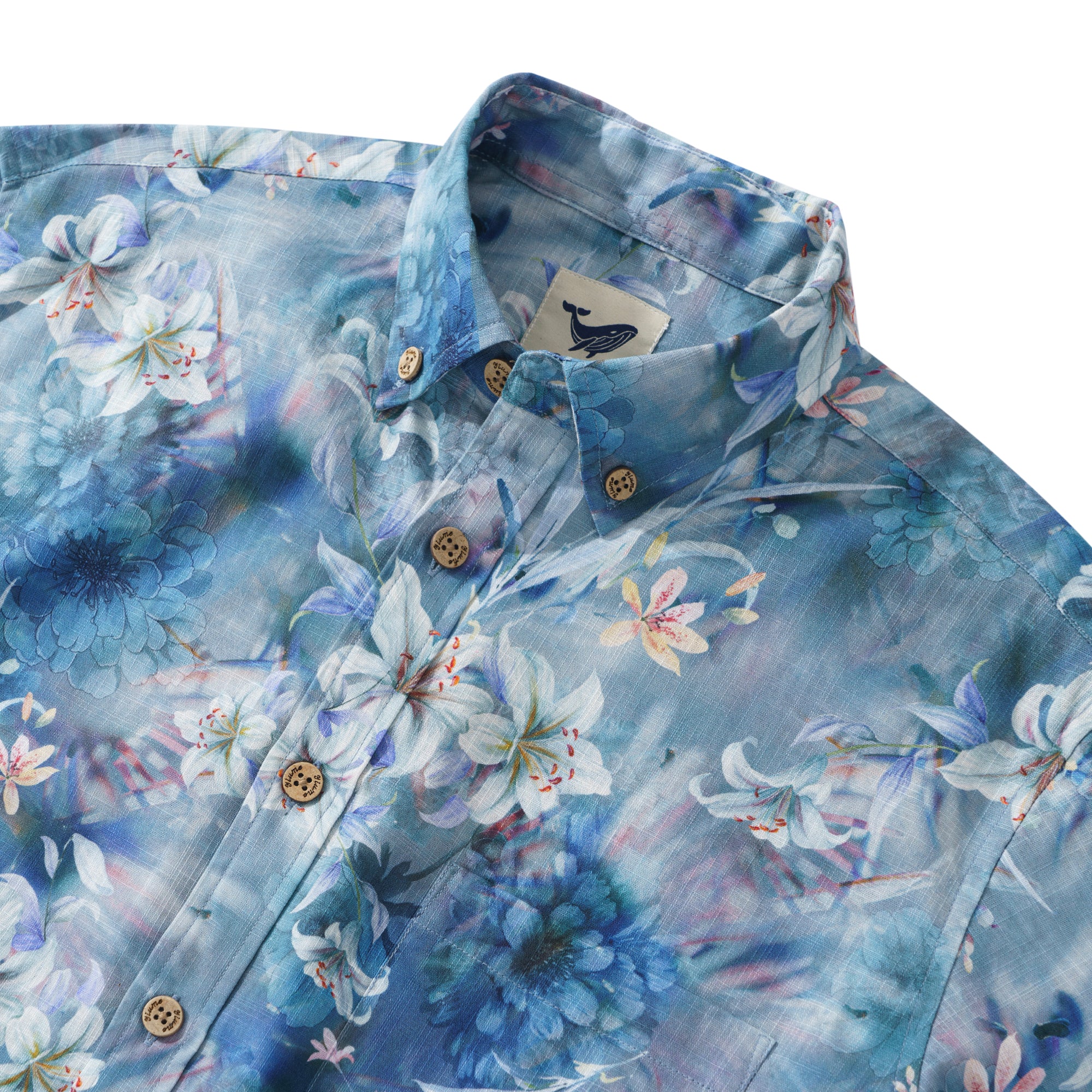 Chemise à manches longues Aloha hawaïenne pour homme en coton 100 % Cloud Floral Whispers personnalisée