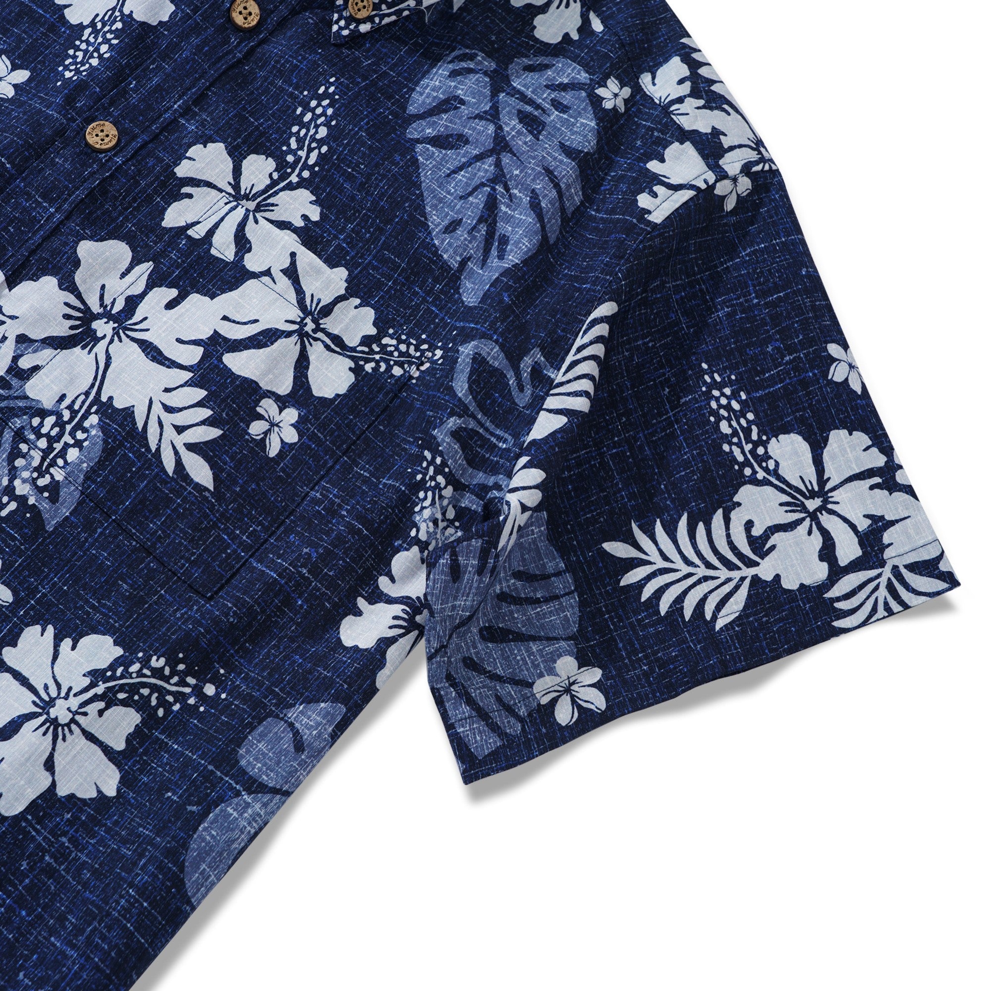 Tropisches hawaiianisches Hemd für Männer atmungsaktives Hemd Blaues kurzärmeliges Knopffalten-Falten-Hemd