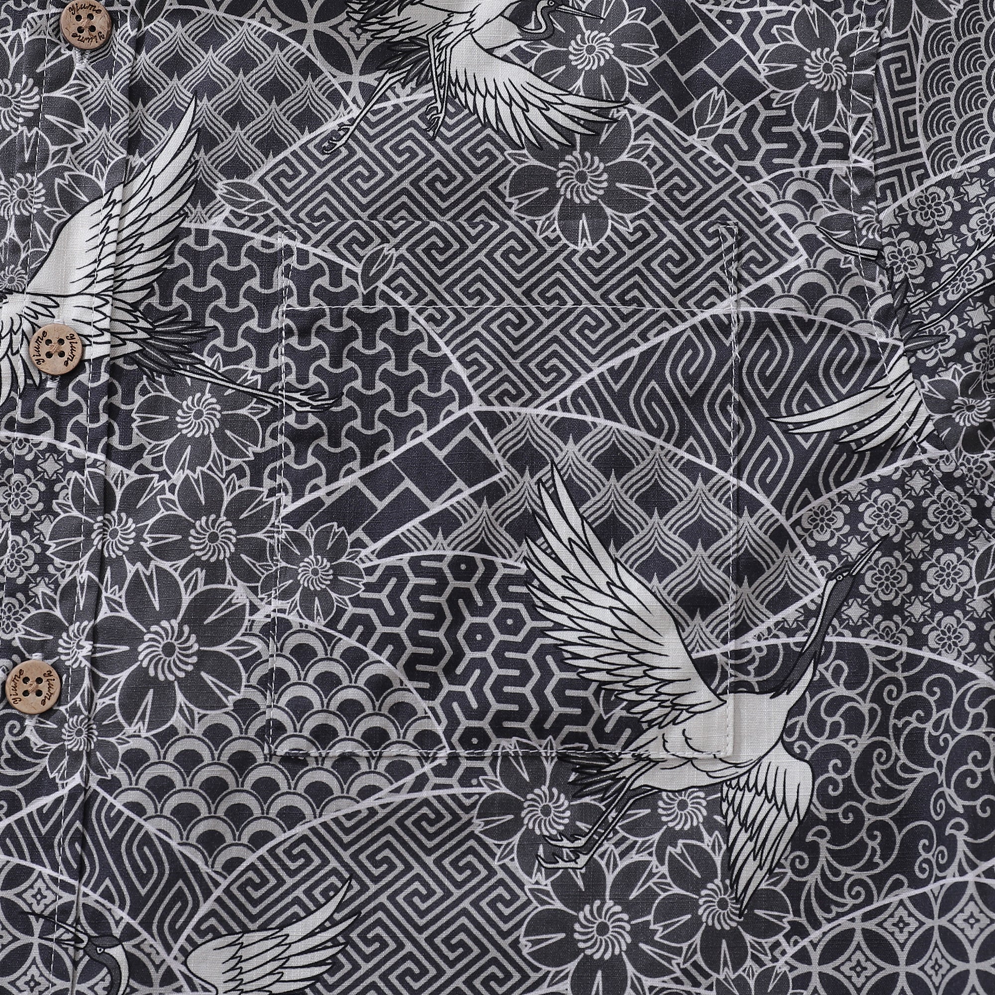 Chemise Grise Grue Pour Hommes Chemise Hawaïenne en Coton Chemise Aloha Amusante Chemise à Boutons Courte à Manches