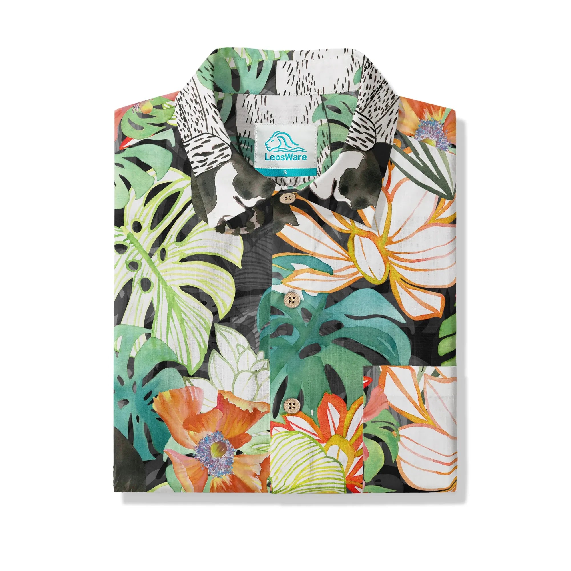 LeosWare shirt with cat and flower pattern