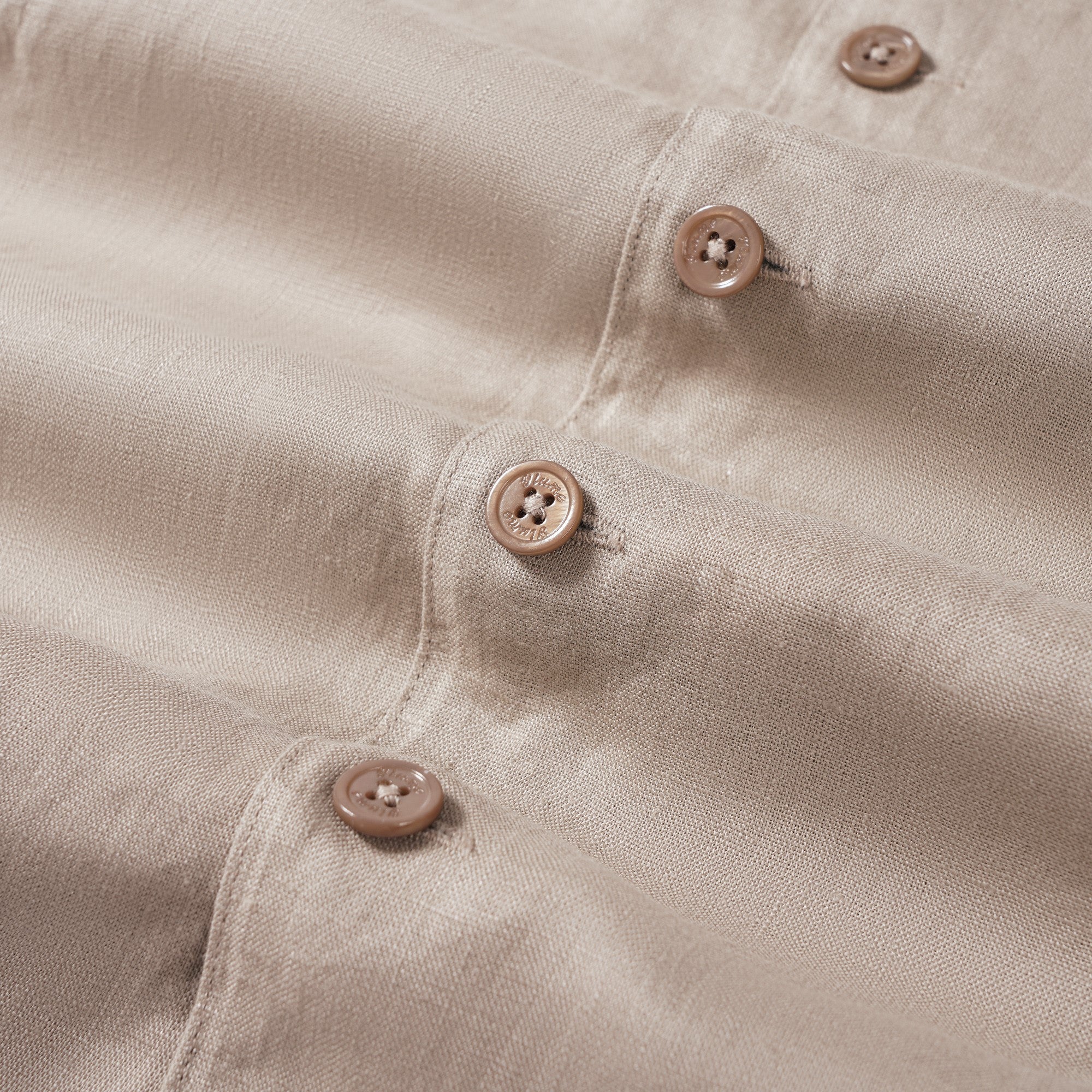 Men's Basic Shirt Short Sleeve Camp Collar 100% Linen Natural Solid Color