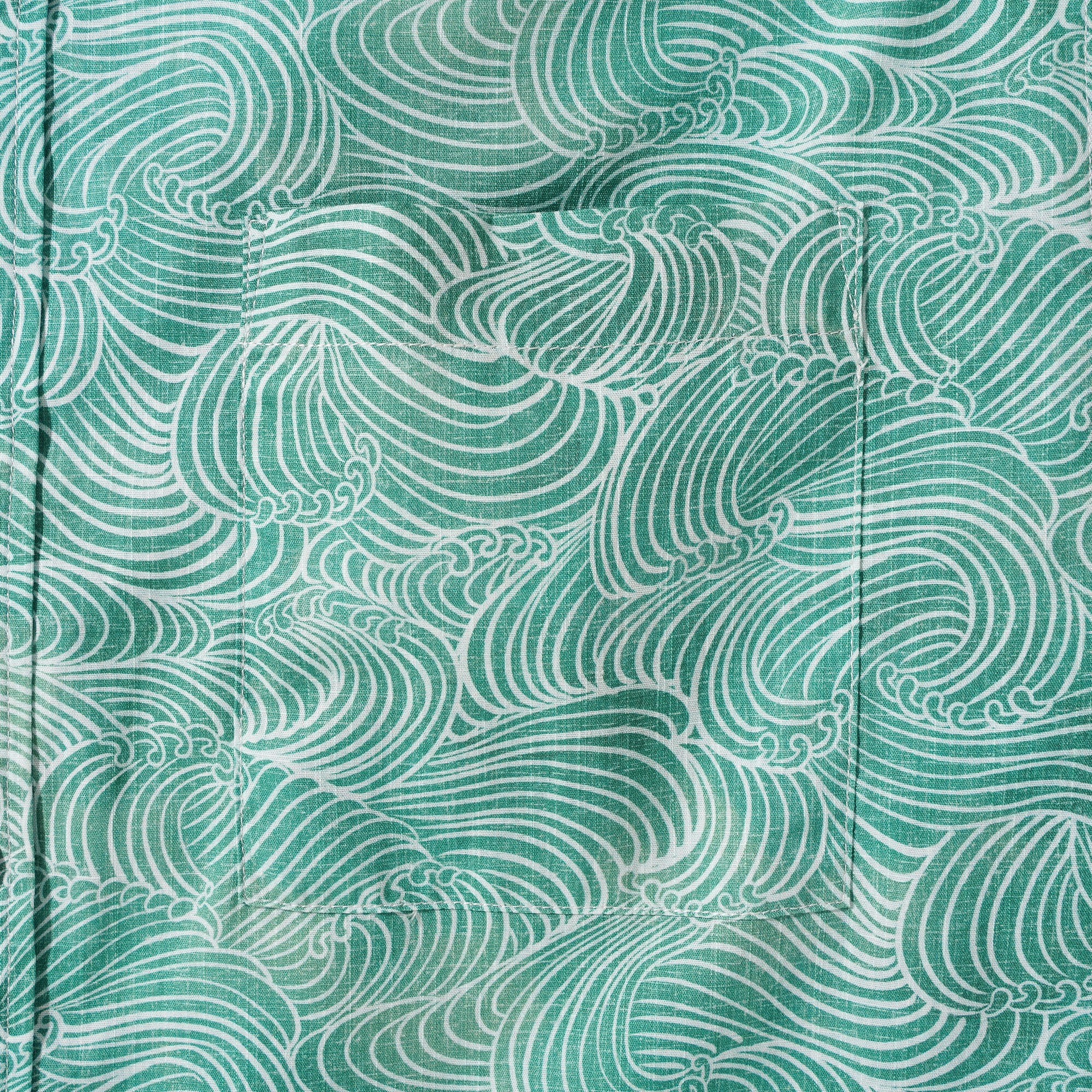 Men's Hawaiian Shirt Short Sleeve Button-down 100% Cotton Green Aloha Ripple Chronicles