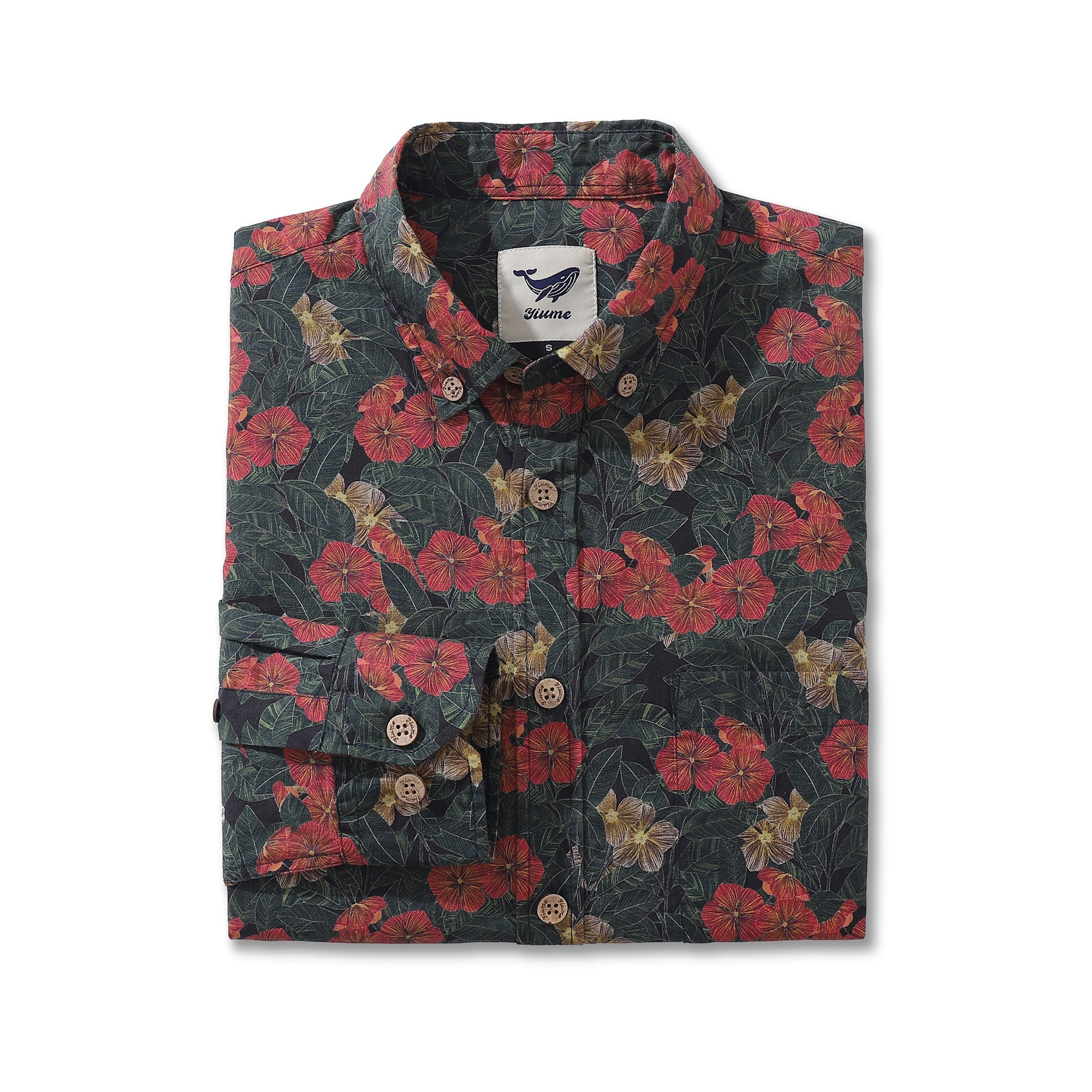 Men's Hawaiian Shirt Serenity in Bloom Print By Mahhima Bansal Cotton Button-down Long Sleeve Aloha Shirt Serenity In Bloom By Mahhima Bansal