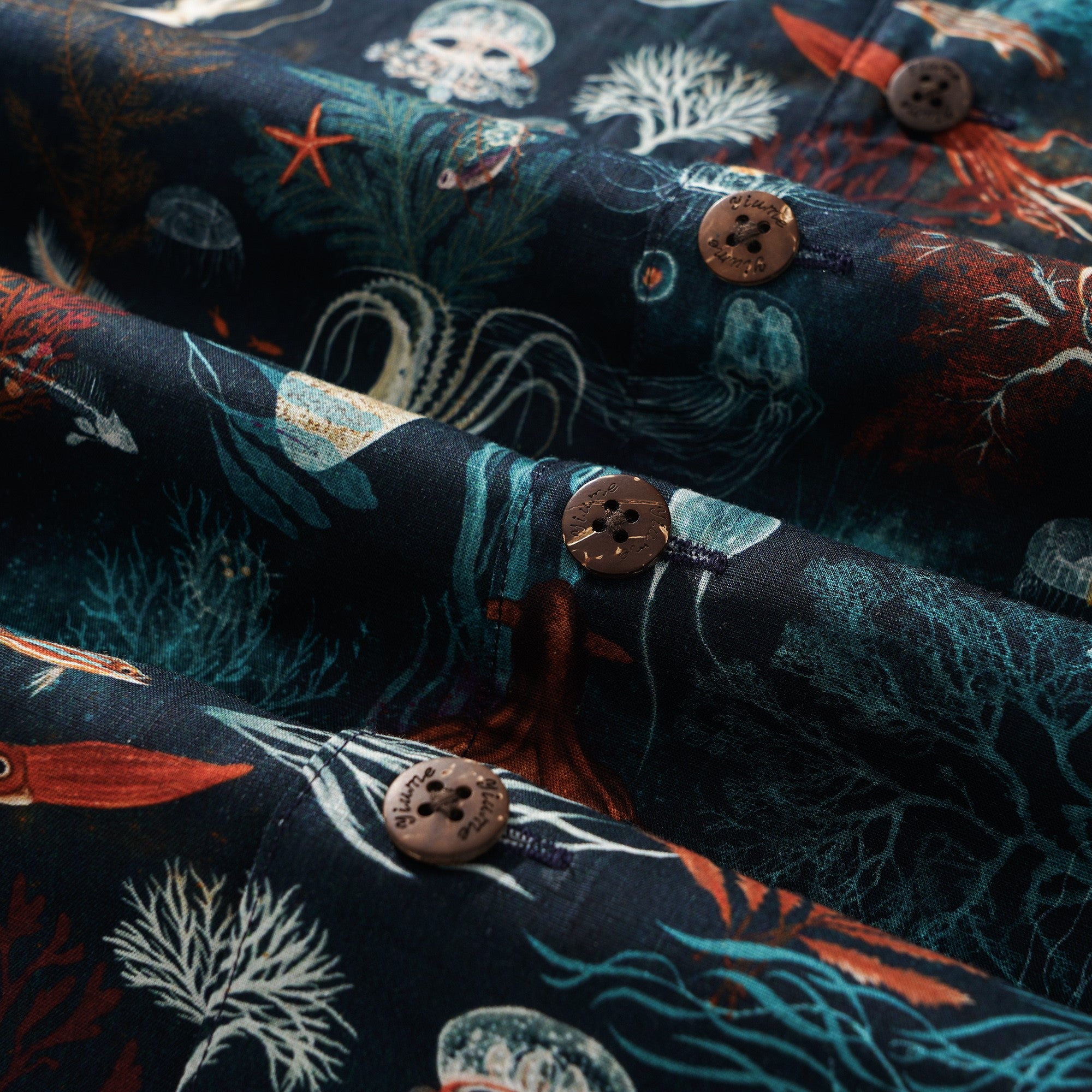 Herren -Hawaii -Hemd Kurzarm Camp Halsharmino 100% Baumwollblau Aloha Unterwasser Liebe von Kristen