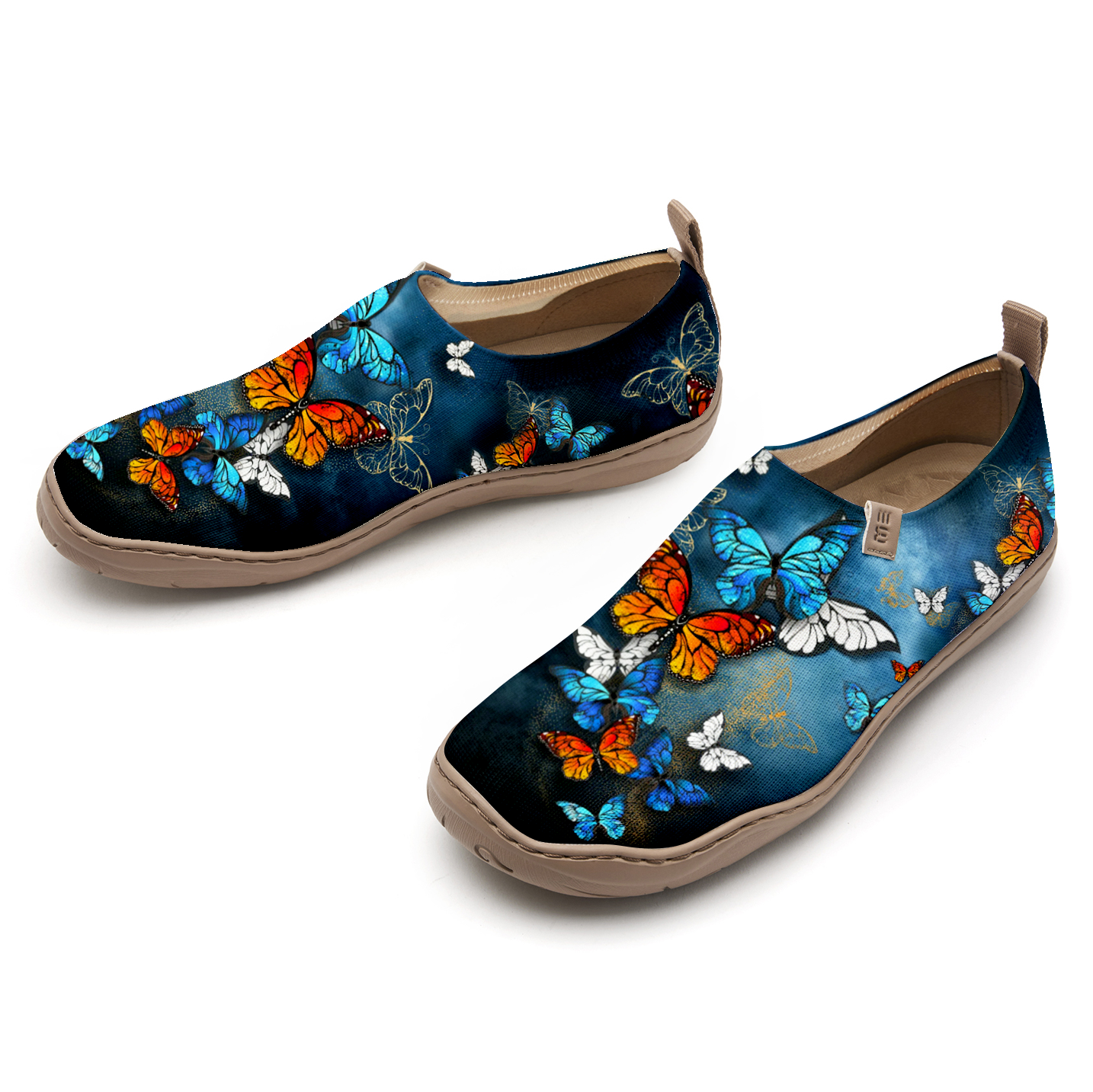 Yiume Women's Art Slip-On Shoes Comfortable Breathable Knit Casual Footwear,Blue And Black Butterfly Midnight Butterfly Heels