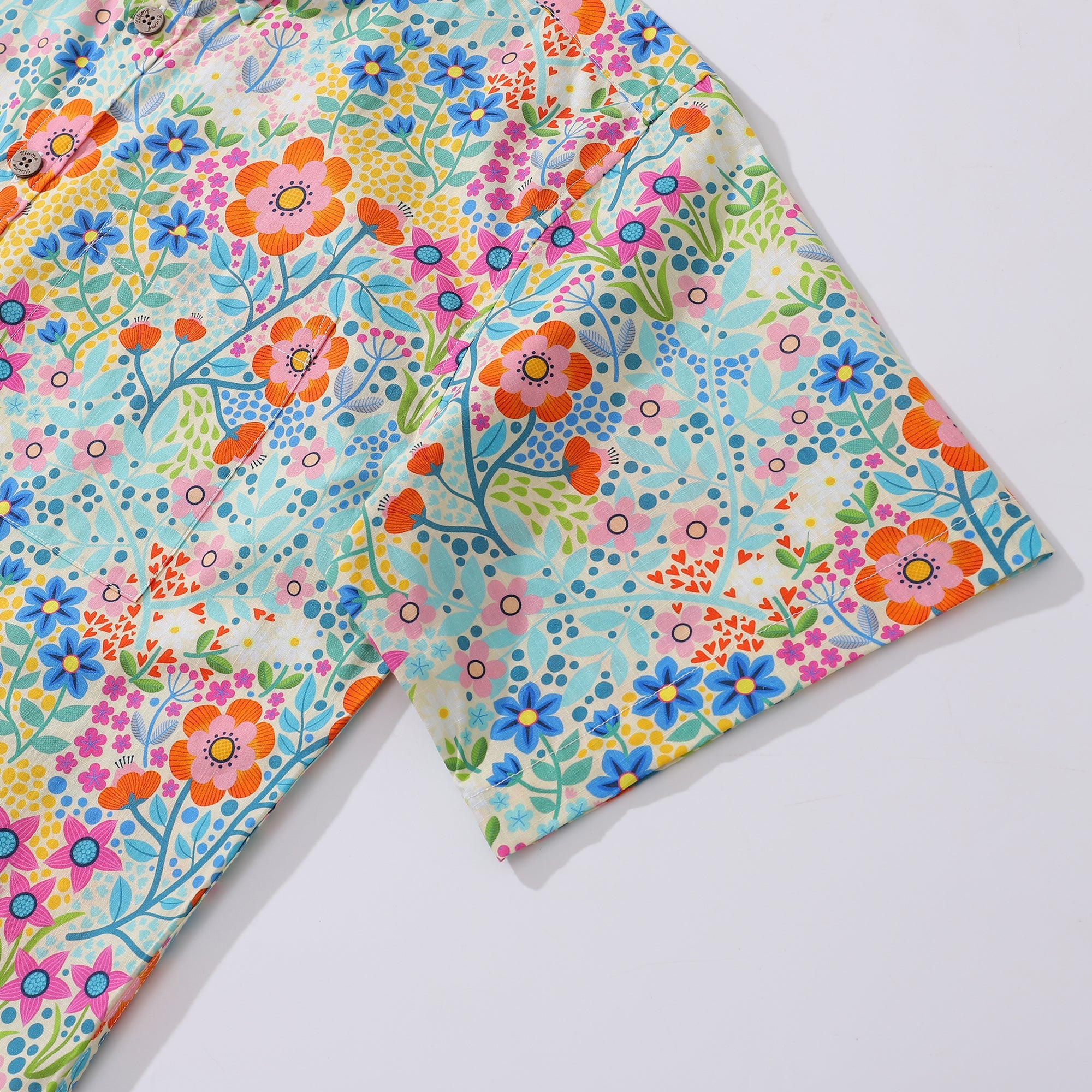 Hawaiian Hemd für Männer Sommer Blumengarten Designs Button-Down-Hemd Kurzarm 100% Baumwollhemd Sommerblumengarten von Cecca Designs