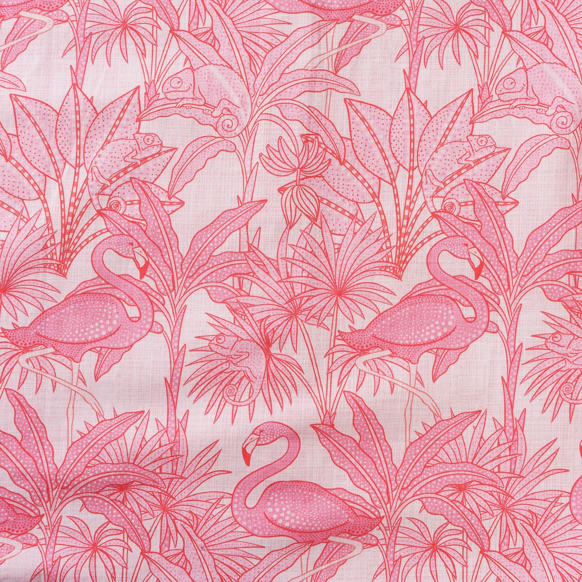 Chemise hawaïenne rose pour homme avec flamants roses, 100 % coton, à manches courtes, à boutons.