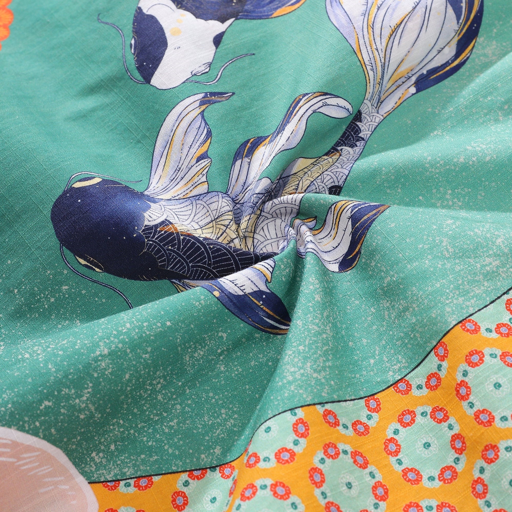 Chemise hawaïenne verte pour hommes Dansant gracieusement Chemise poisson 100% coton