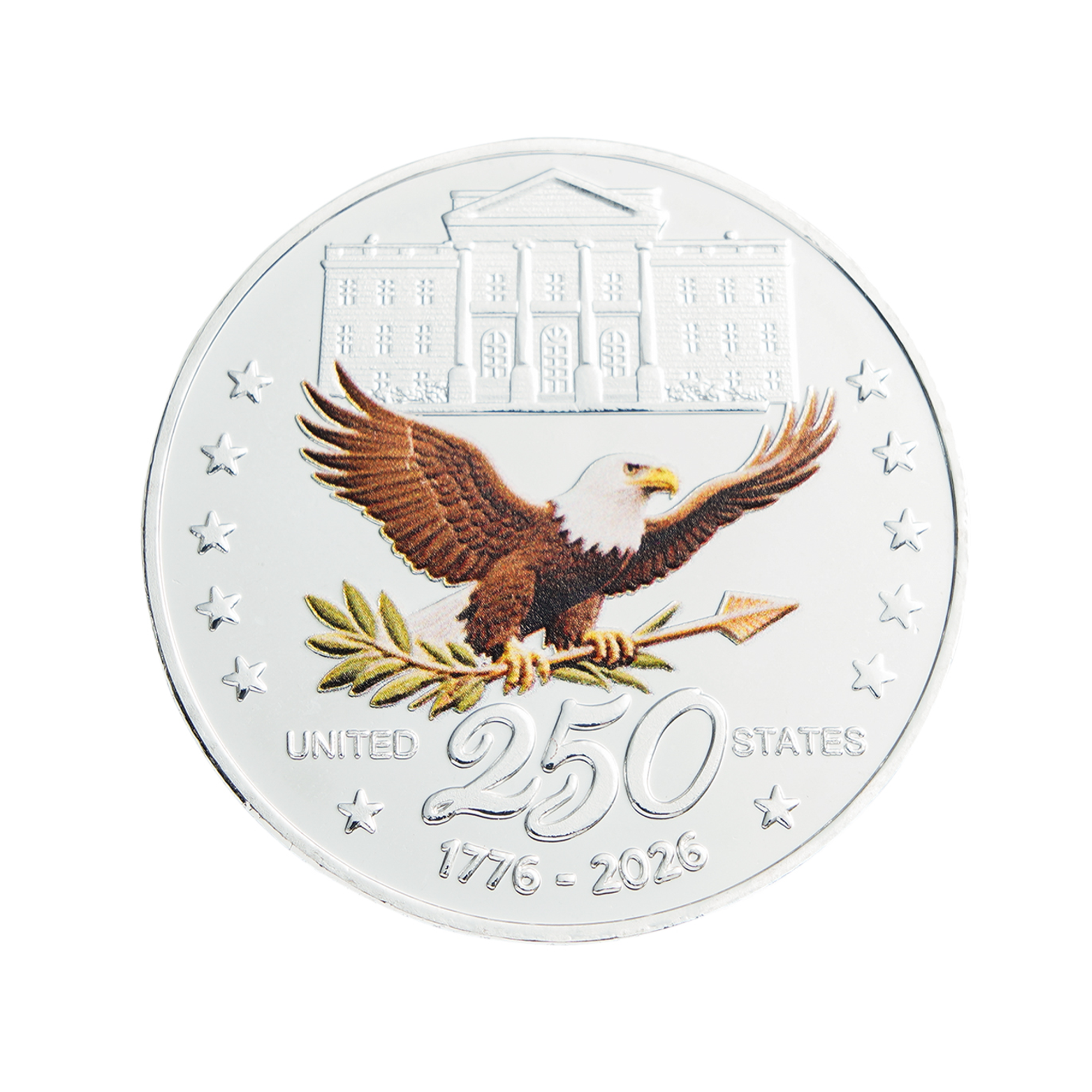 America 250th Anniversary coin in display box