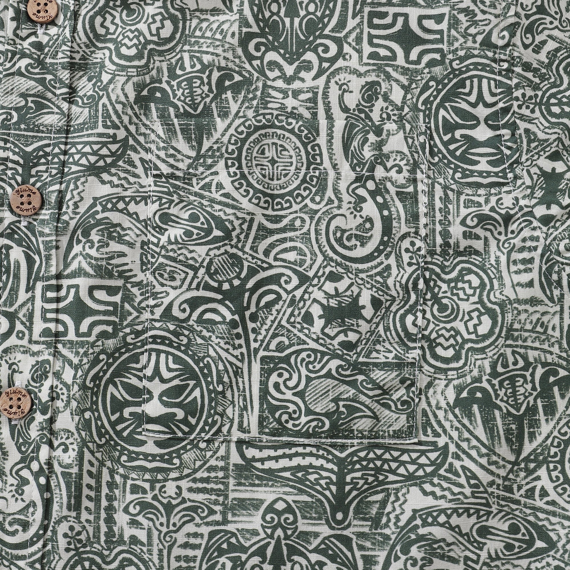 Tiki Shirt Men's Vintage Hawaiian Shirt Cotton Button-down Short Sleeve Aloha Shirt Guardian Totem