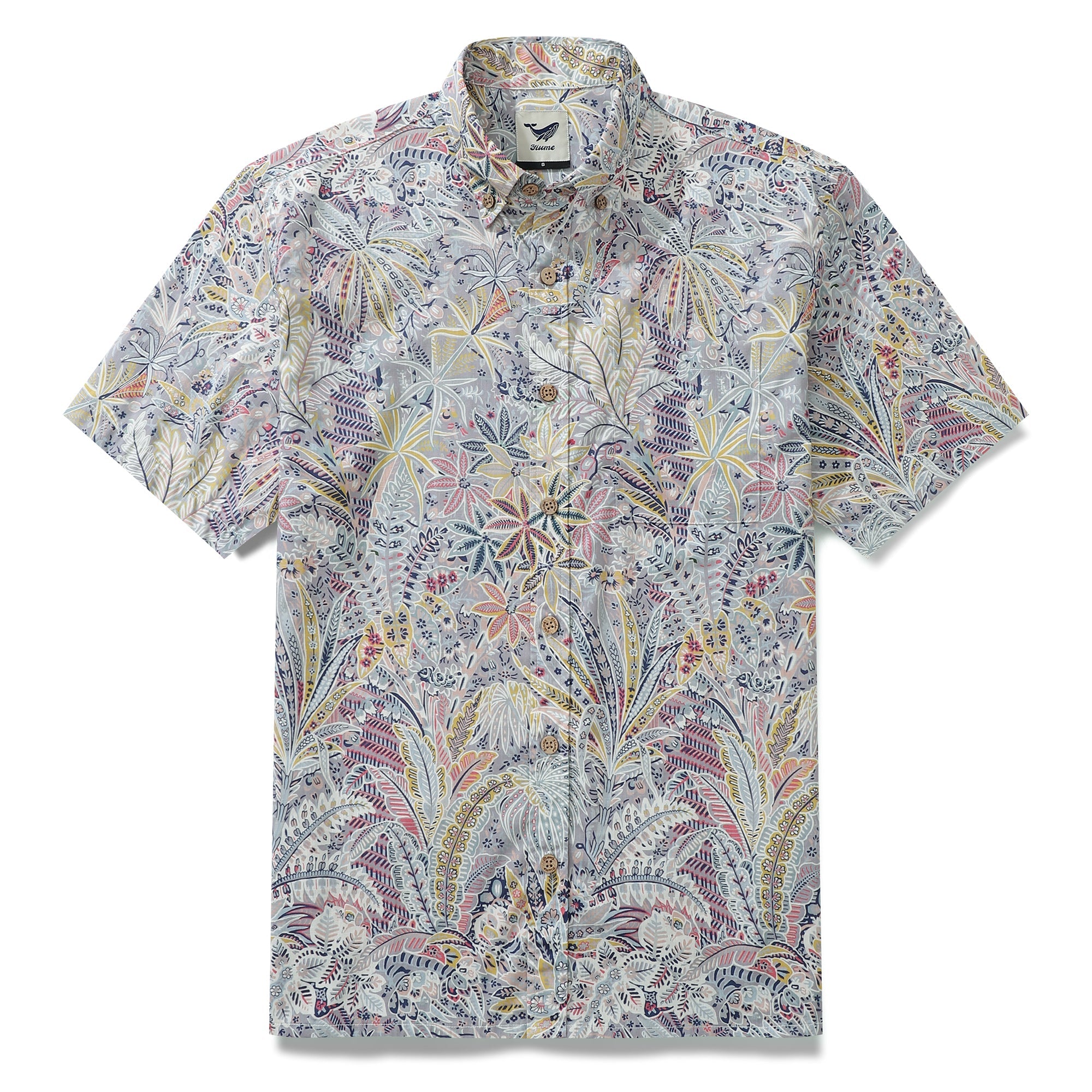 Breathable Hawaiian Shirt for Men Tropical Palm Tree Print 100% Cotton Wrinkle Free Shirt