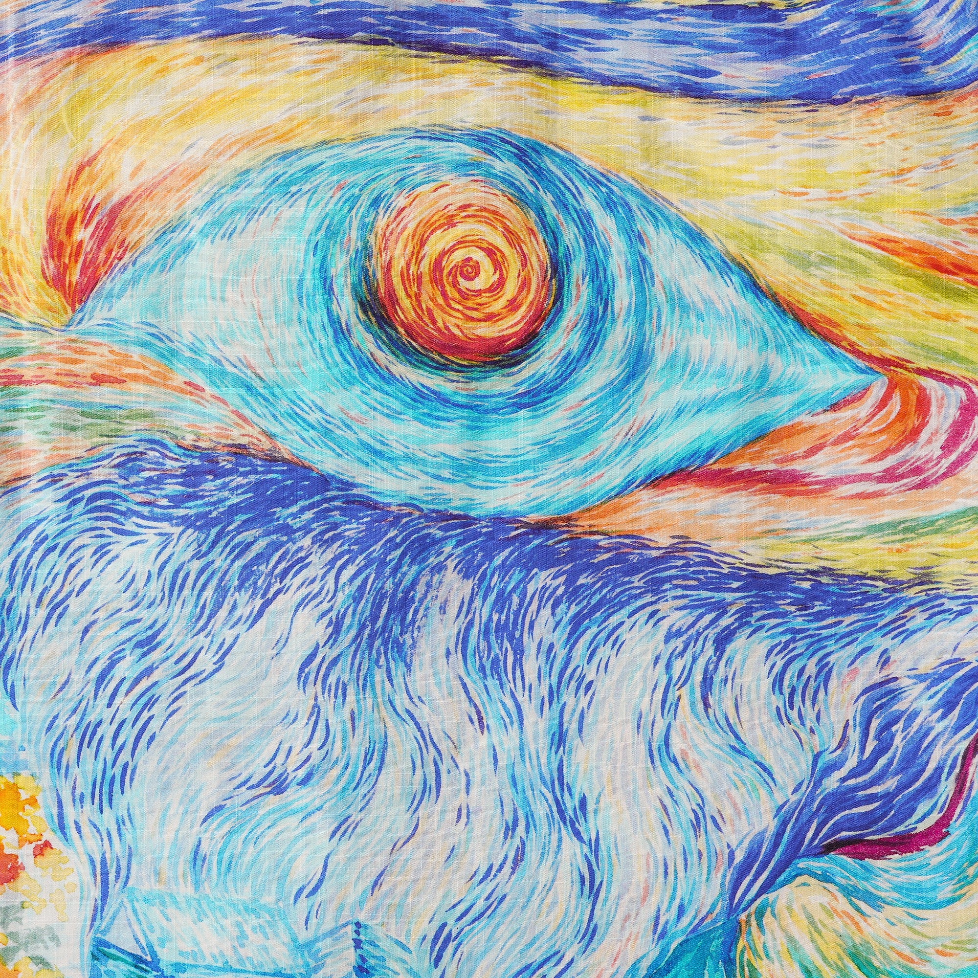 Men's Hawaiian Shirt Short Sleeve Camp Collar 100% Cotton Blue Aloha Vision in the Starry Night