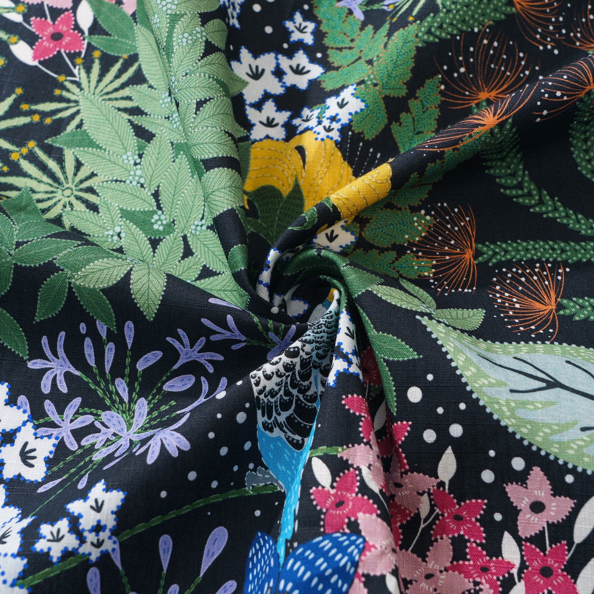 Yiume Papagei Hawaiian Shirt für Männer 100% Baumwolle Kurzarm Grünes Camp-Kragen Aloha-Shirt