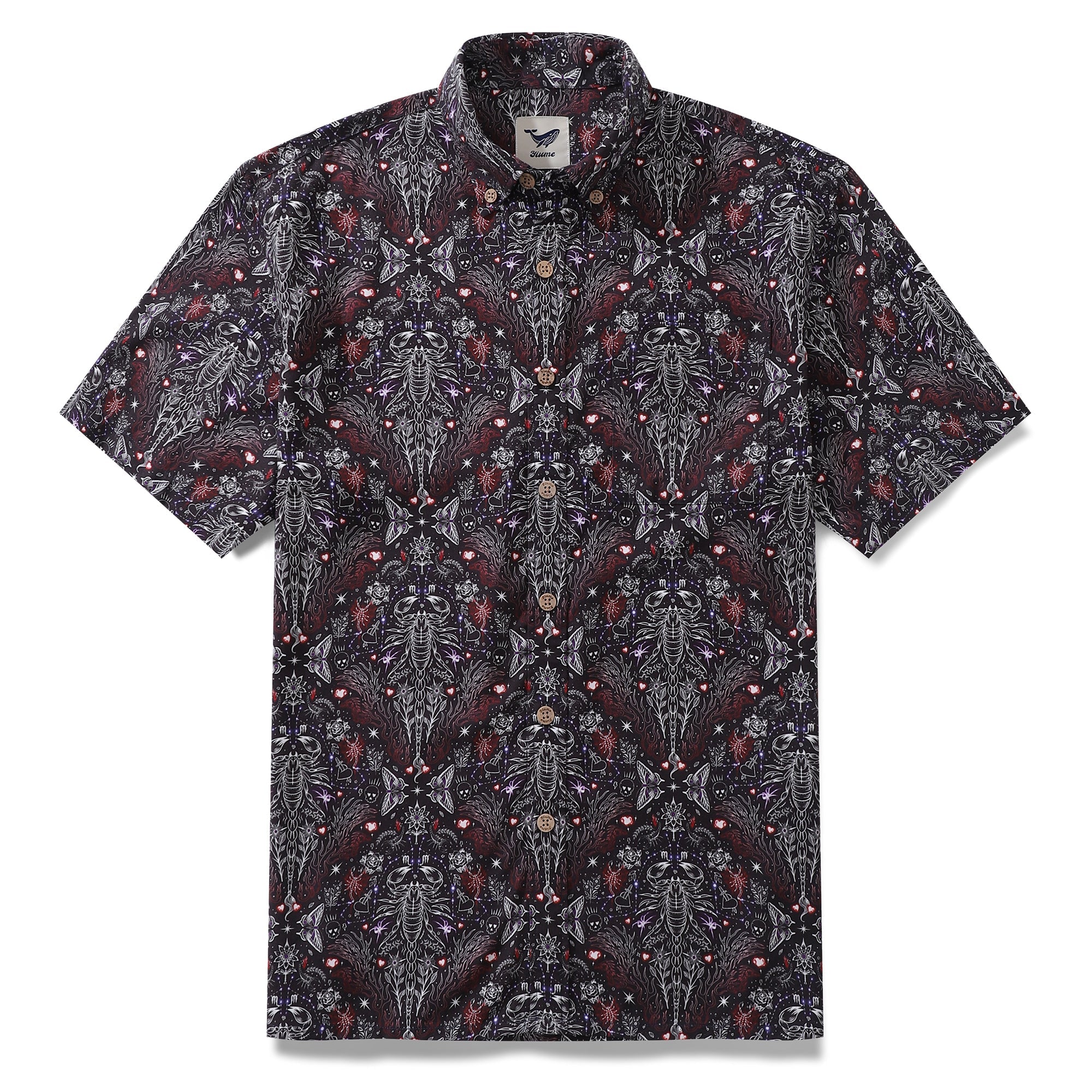 Chemise hawaïenne pour homme Imprimé Scorpion Tencel™ Boutonnée à manches courtes en coton Aloha