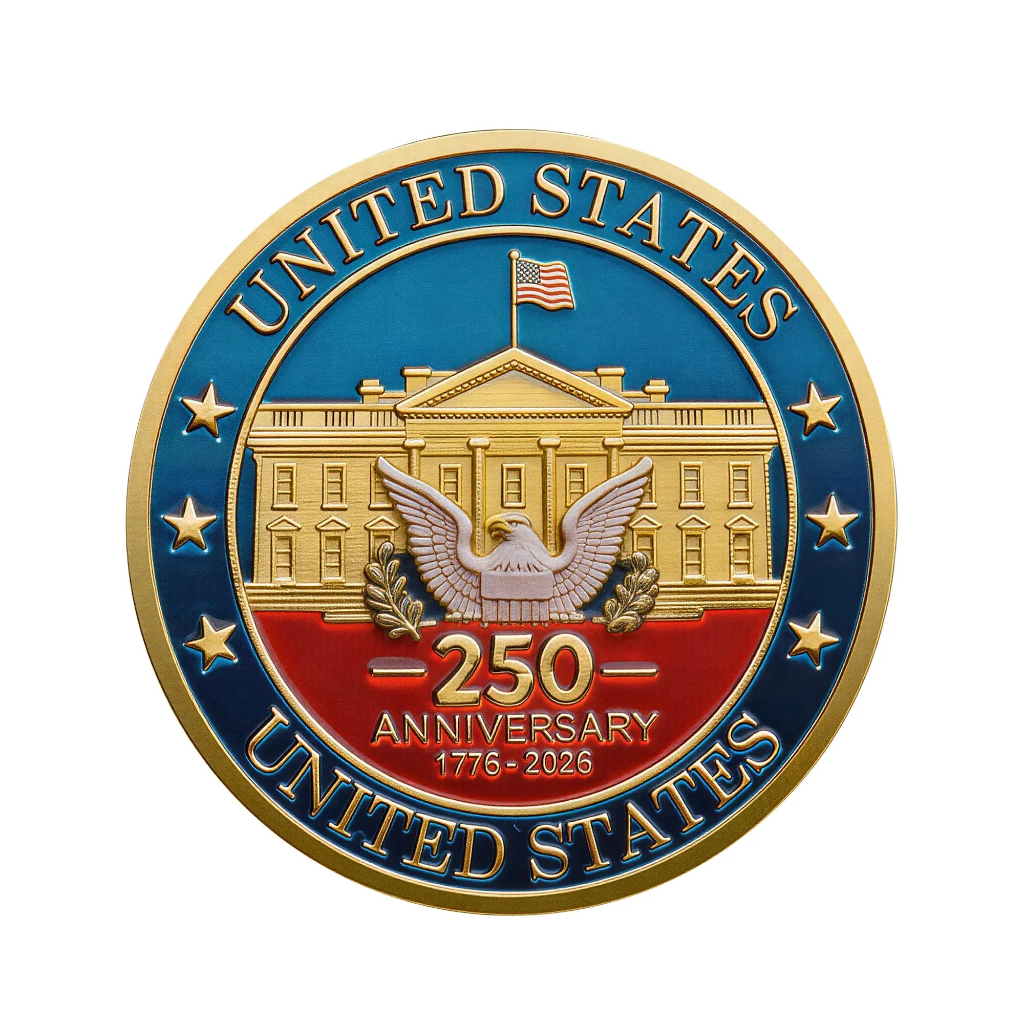 Close-up of America 250th Anniversary Coin details