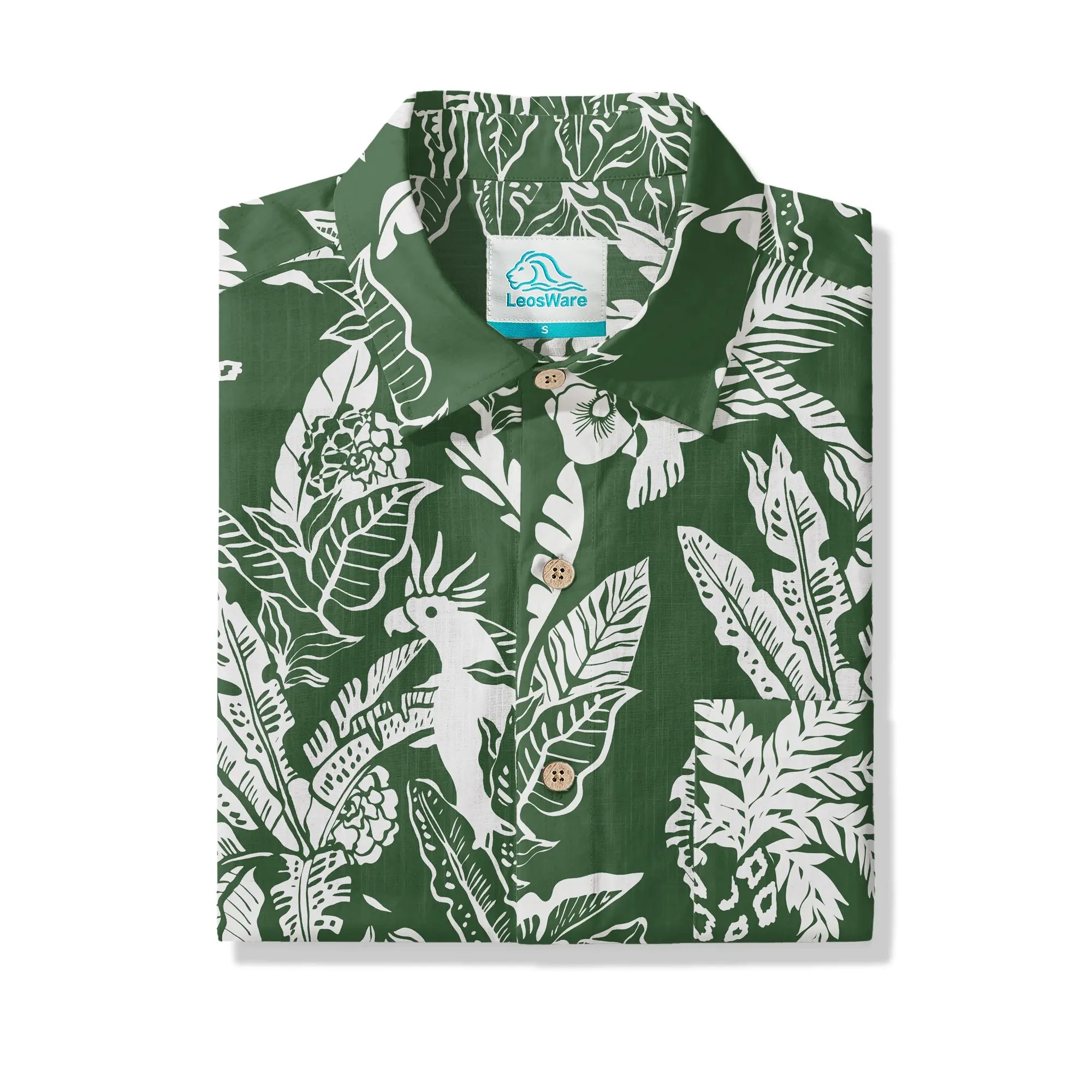 Men's Shirt with Parrot and Orchid Print Detail