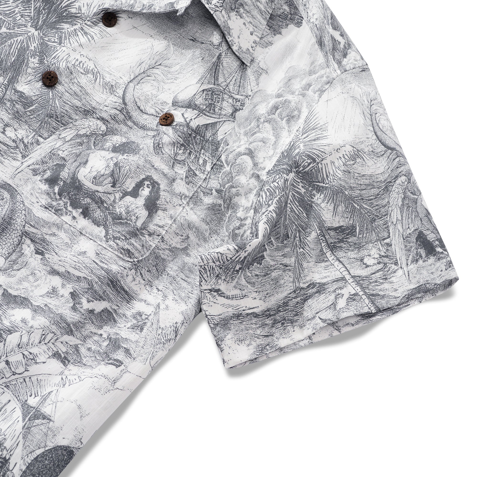 Collier de camp à manches courtes à manches courtes pour hommes 100% coton gris océan spirituel