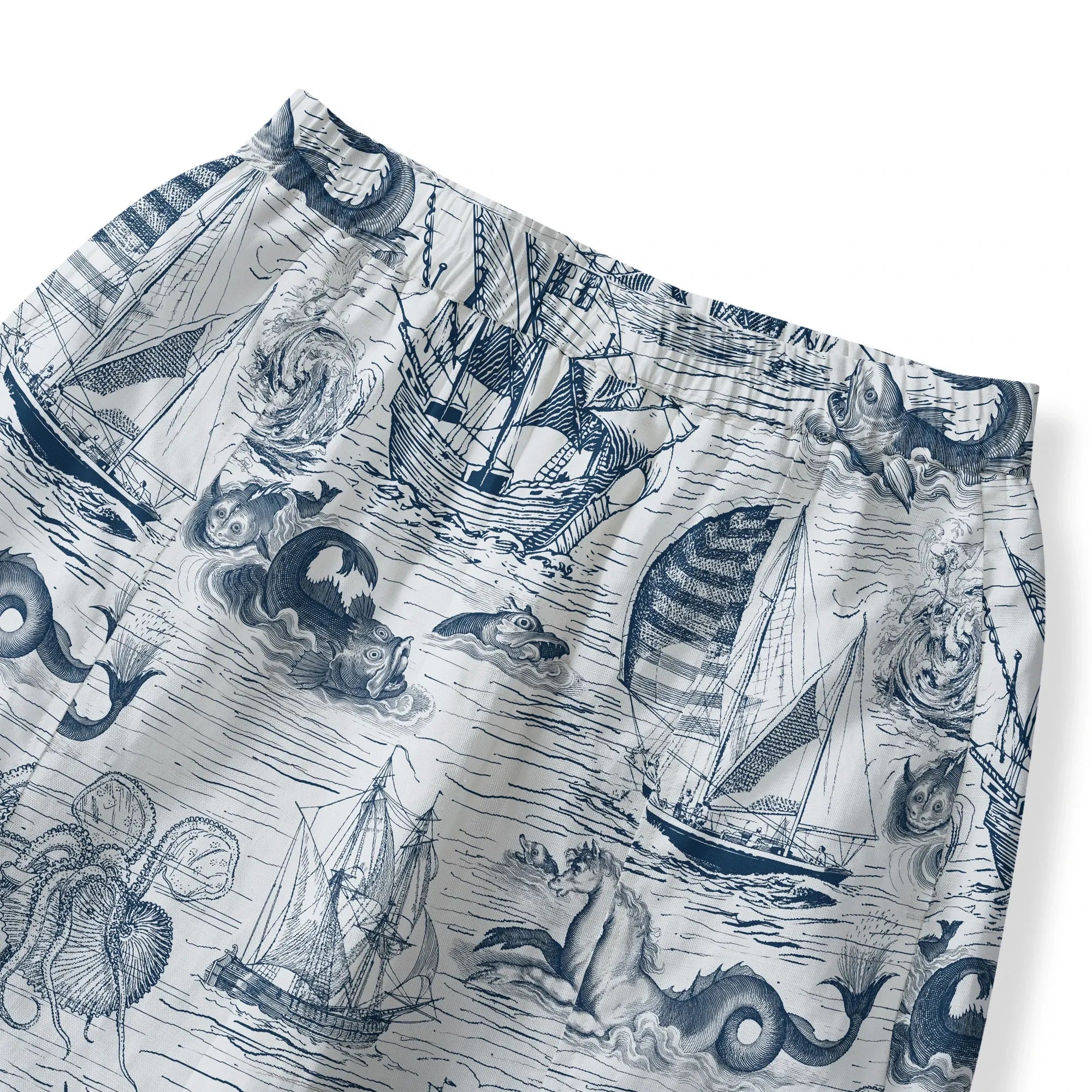 Women's ankle pants with sailboat and sea creature design