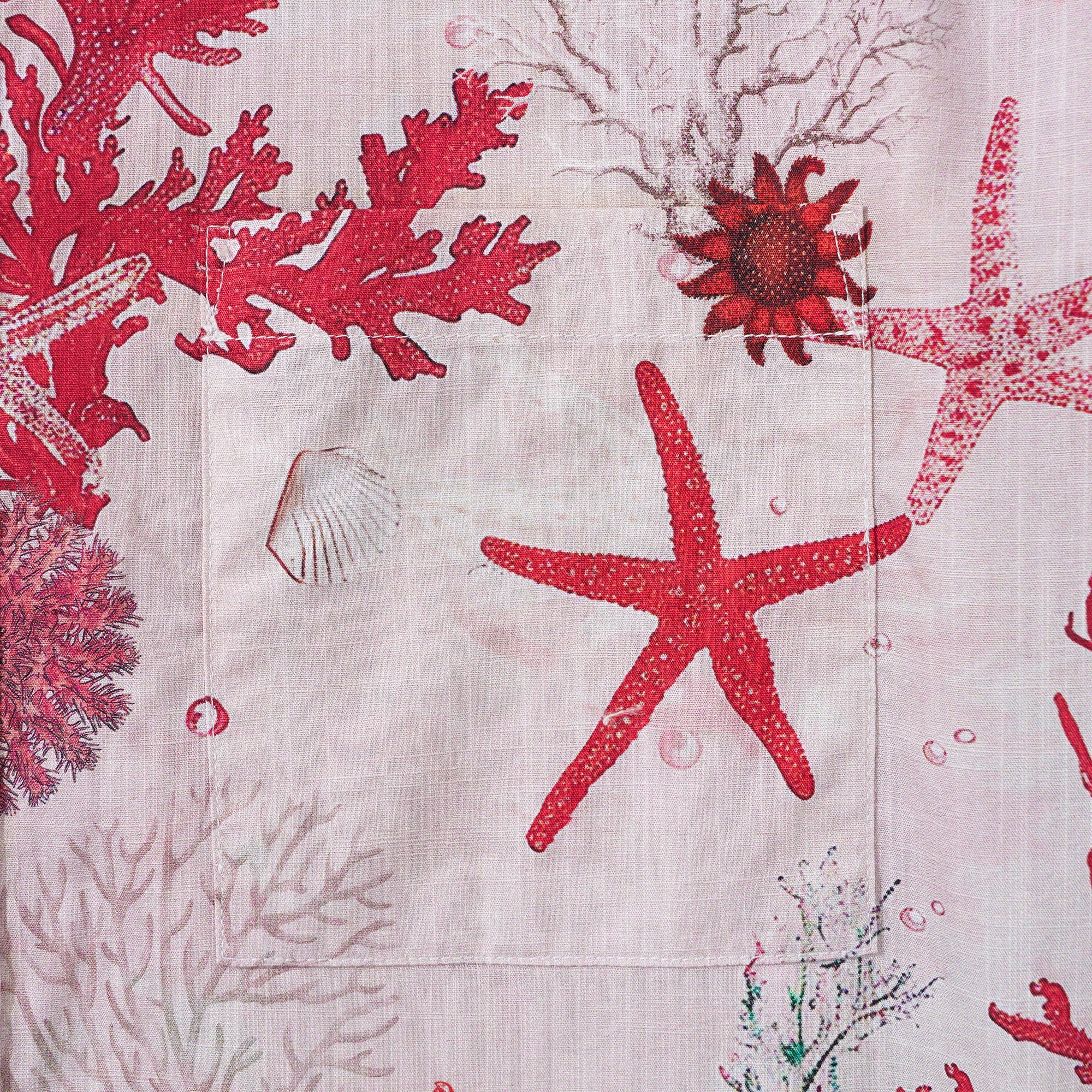 Men's Marine Life Hawaiian Shirt Short Sleeve Button-down 100% Cotton Pink Aloha Coral Reverie