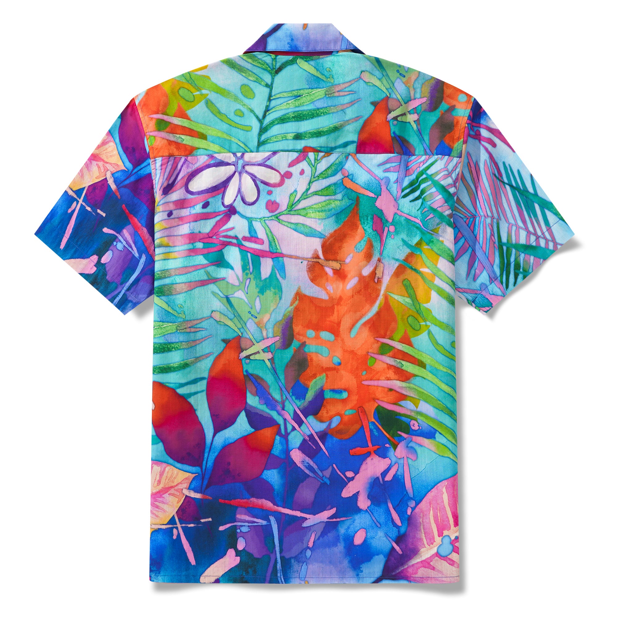 Collier de camp à manches courtes pour hommes à manches courtes 100% Coton Purple Aloha Tropical Aloha