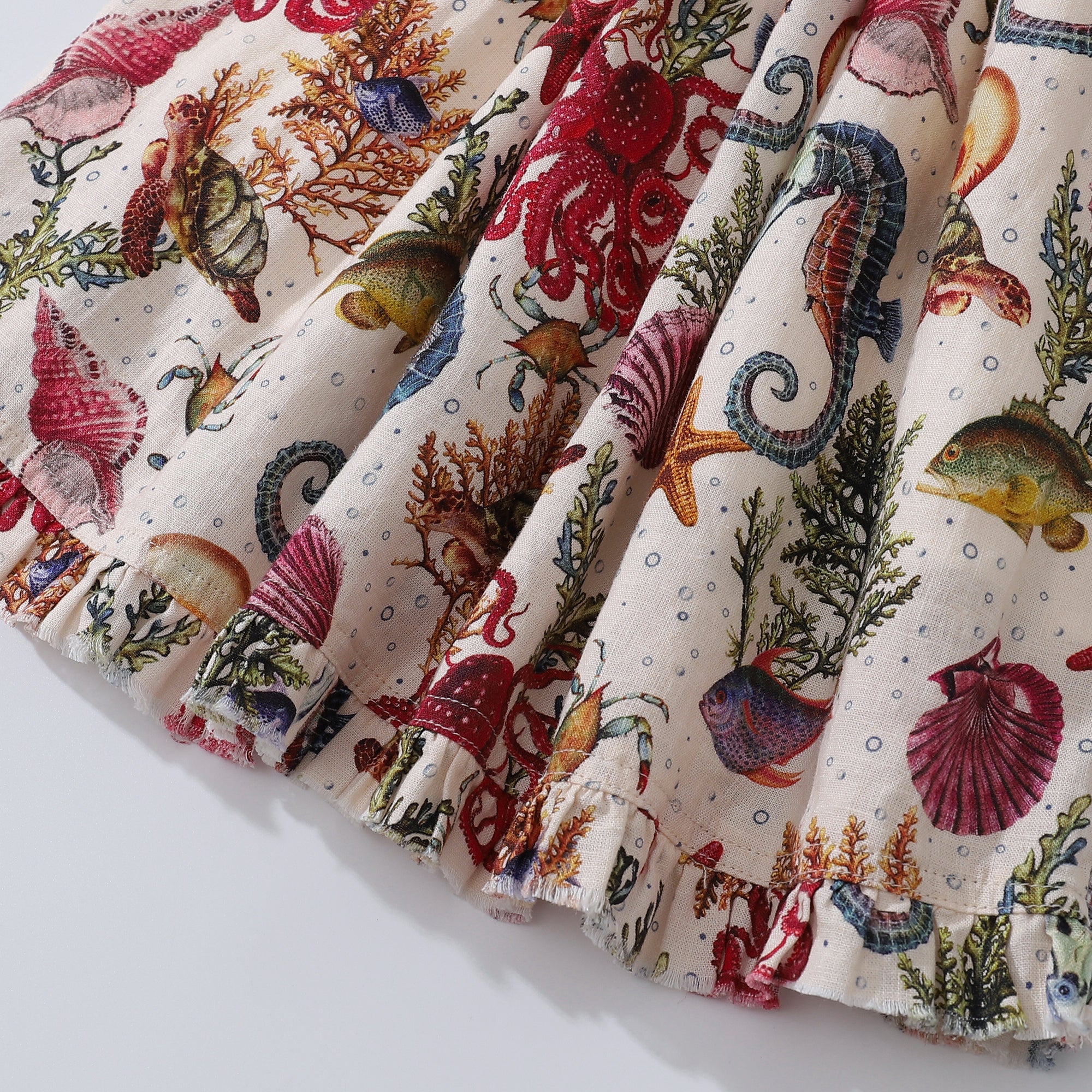 Hawaiian Dress For Women Tropical Vacation Dress Marine Life Seahorse Octopus V-Neck dressesSleeveless Dress Marine Life Dress