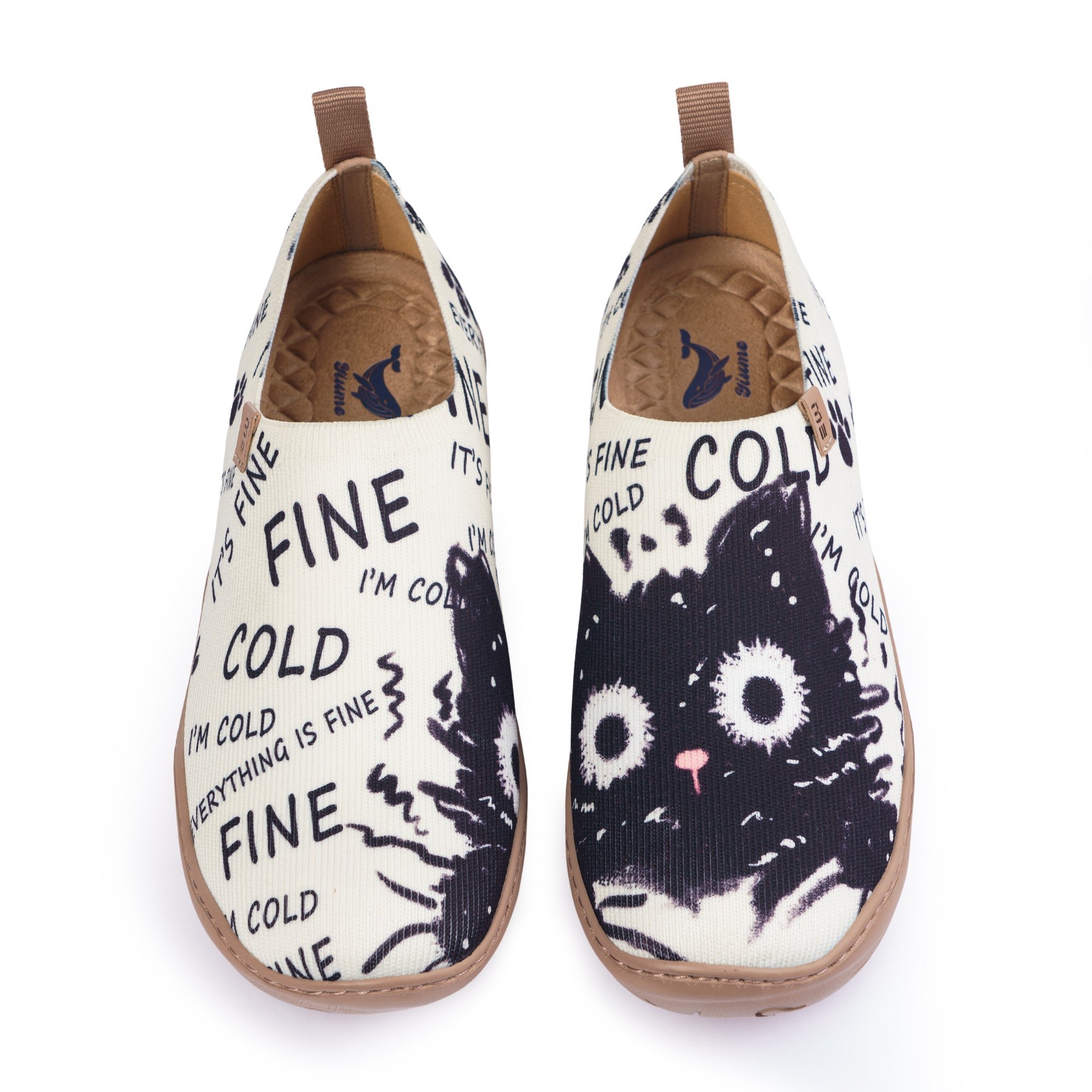 Black Cat Print Cute Women's Slip-On Shoes Painted Canvas Sneakers