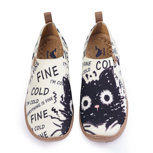 Black Cat Print Cute Women's Slip-On Shoes Painted Canvas Sneakers