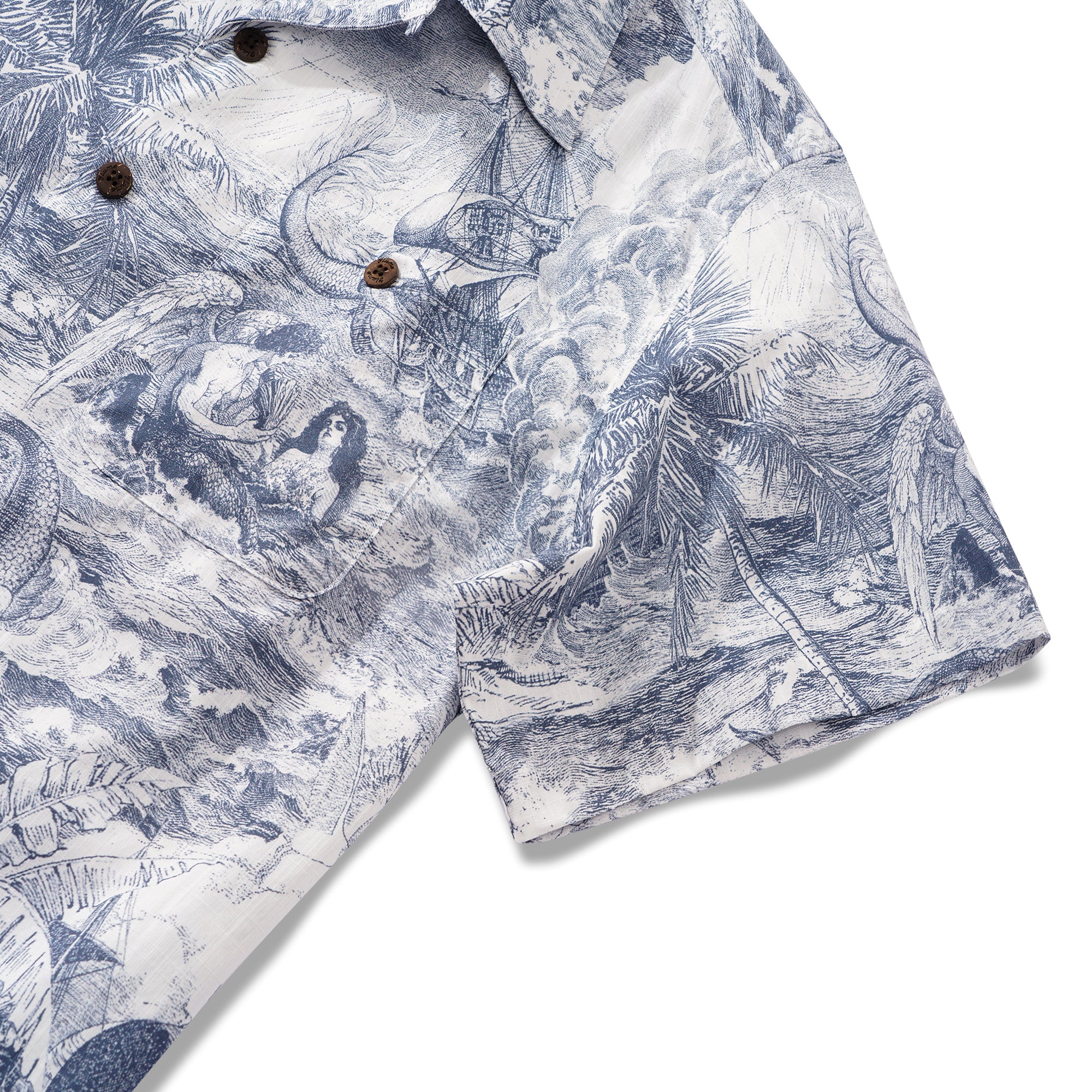 Collier Hawaiian Chemise Hawaiian Collier Camp 100% Coton Bleu Aloha Ocean Muse