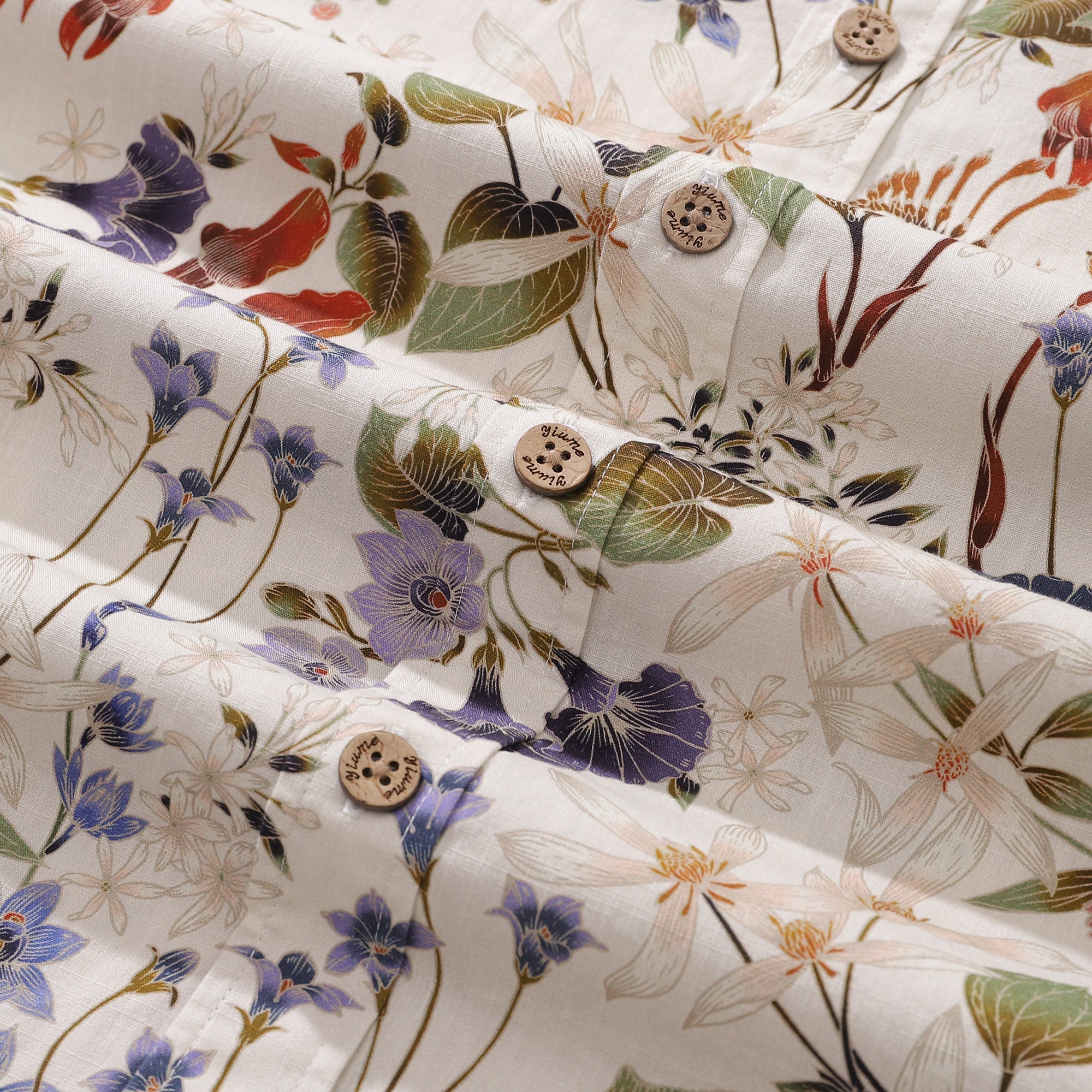 Chemise hawaïenne des années 1930 pour hommes Imprimé fleurs sauvages en coton à manches courtes Aloha