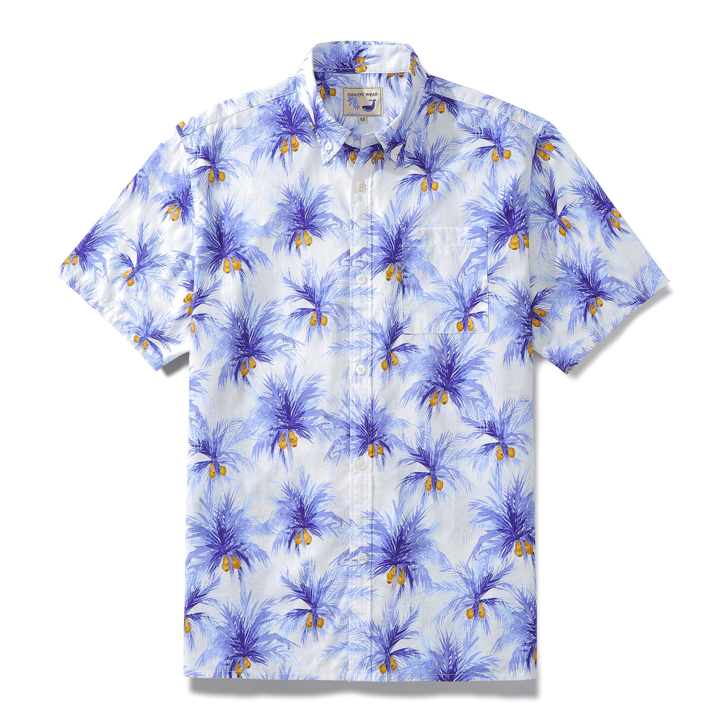 Hawaiian Shirt For Men Tropical Plant Cotton Aloha Shirt Short-sleeve Coconut Tree